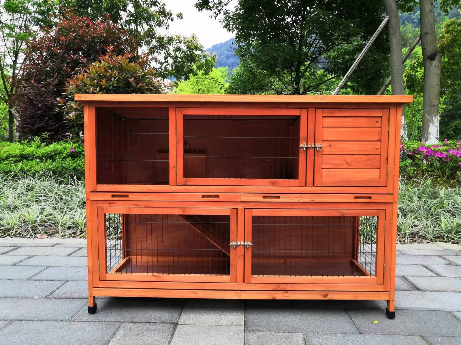 YES4PETS 150 cm XXL Double Storey Rabbit Hutch Guinea Pig Ferret Cage Cat House - SILBERSHELL