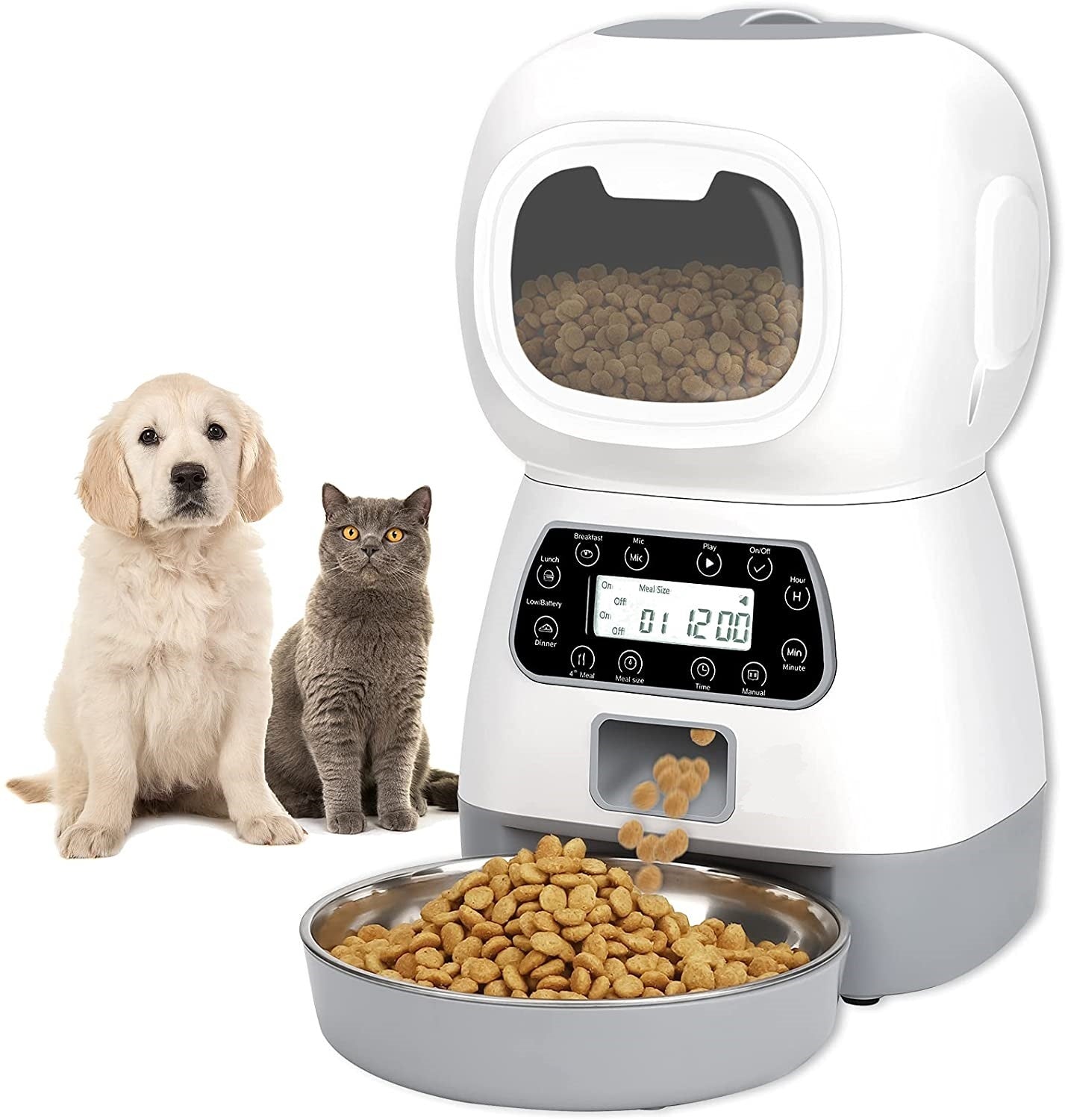 YES4PETS 3.5L Visible Automatic Digital Pet Dog Cat Feeder Food Bowl Dispenser - SILBERSHELL