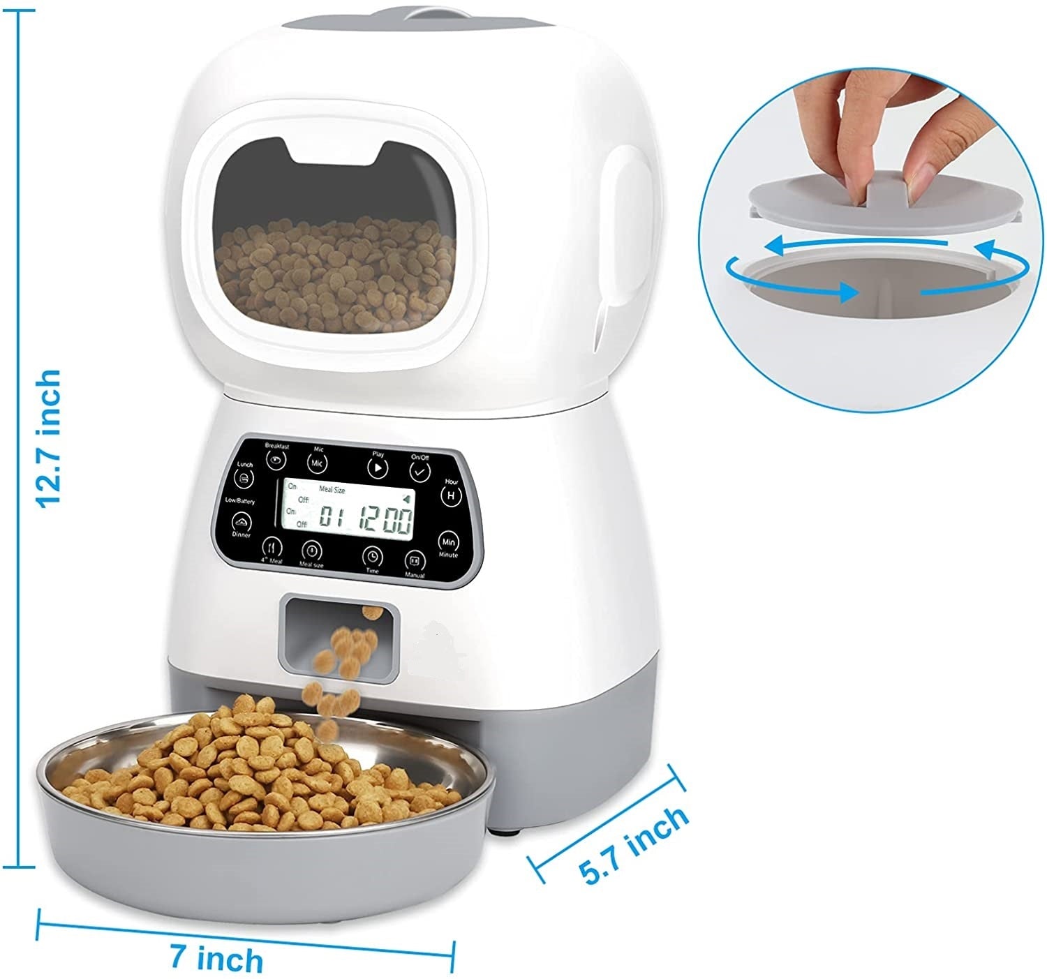 YES4PETS 3.5L Visible Automatic Digital Pet Dog Cat Feeder Food Bowl Dispenser - SILBERSHELL