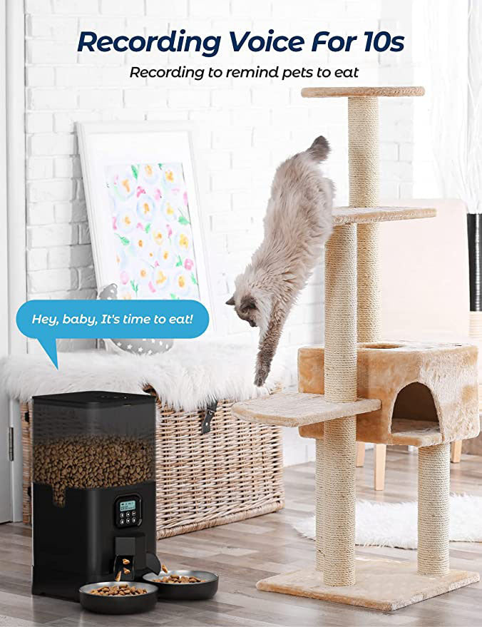 YES4PETS 6L Automatic Digital Pet Dog Cat Feeder Double Food Bowl Dispenser - SILBERSHELL