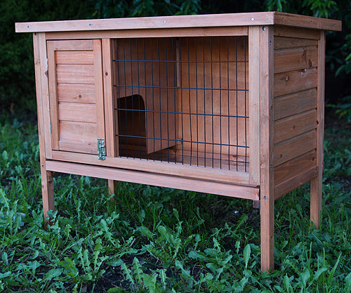 YES4PETS Single Wooden Pet Rabbit Hutch Guinea Pig Cage with Slide out Tray - SILBERSHELL