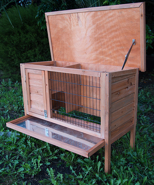 YES4PETS Single Wooden Pet Rabbit Hutch Guinea Pig Cage with Slide out Tray - SILBERSHELL