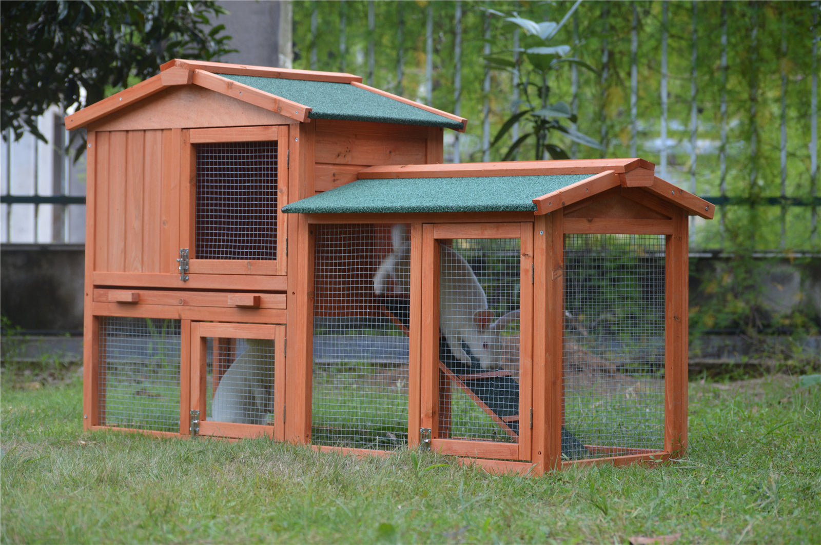 YES4PETS 146cm Rabbit Hutch Metal Run Wooden Cage Guinea Pig Cage House - SILBERSHELL