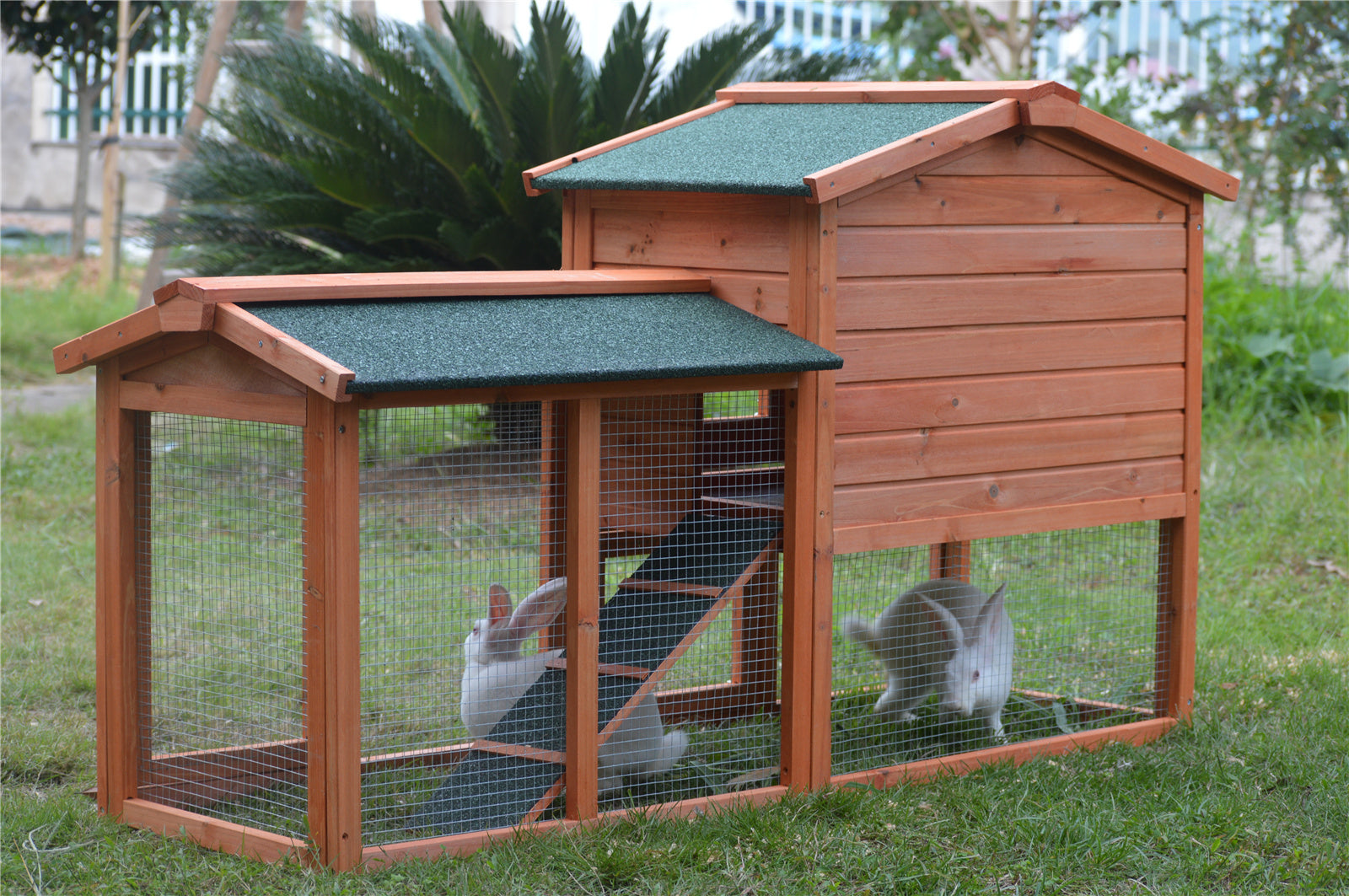 YES4PETS 146cm Rabbit Hutch Metal Run Wooden Cage Guinea Pig Cage House - SILBERSHELL