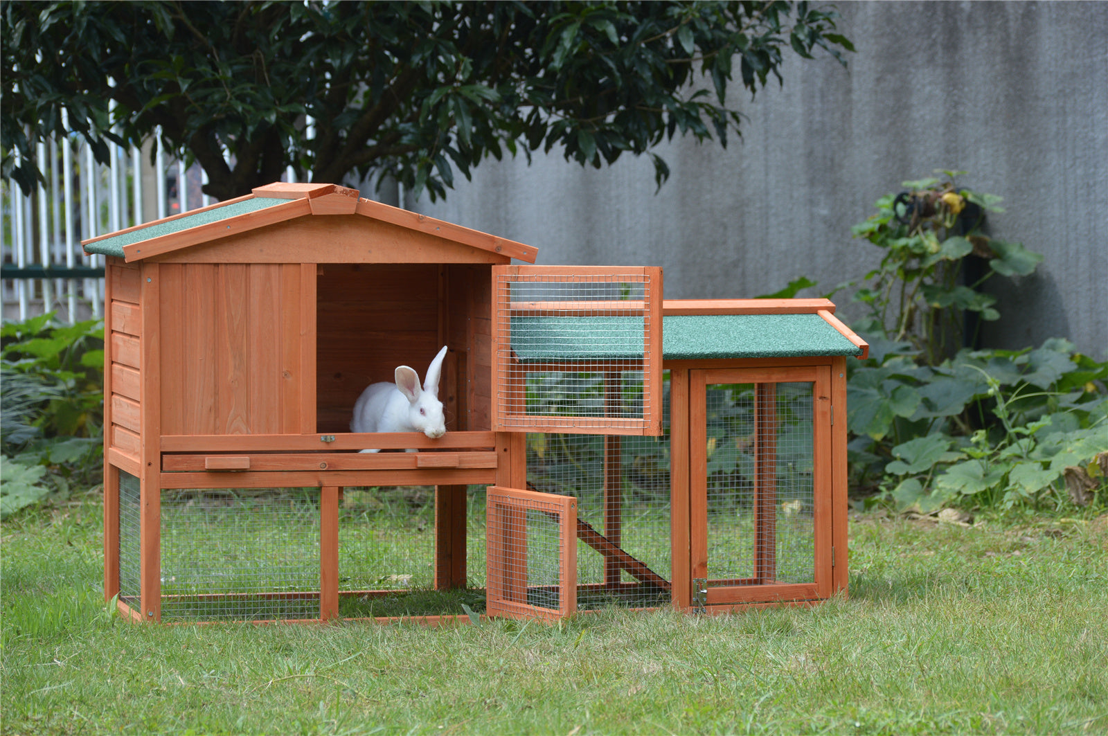 YES4PETS 146cm Rabbit Hutch Metal Run Wooden Cage Guinea Pig Cage House - SILBERSHELL