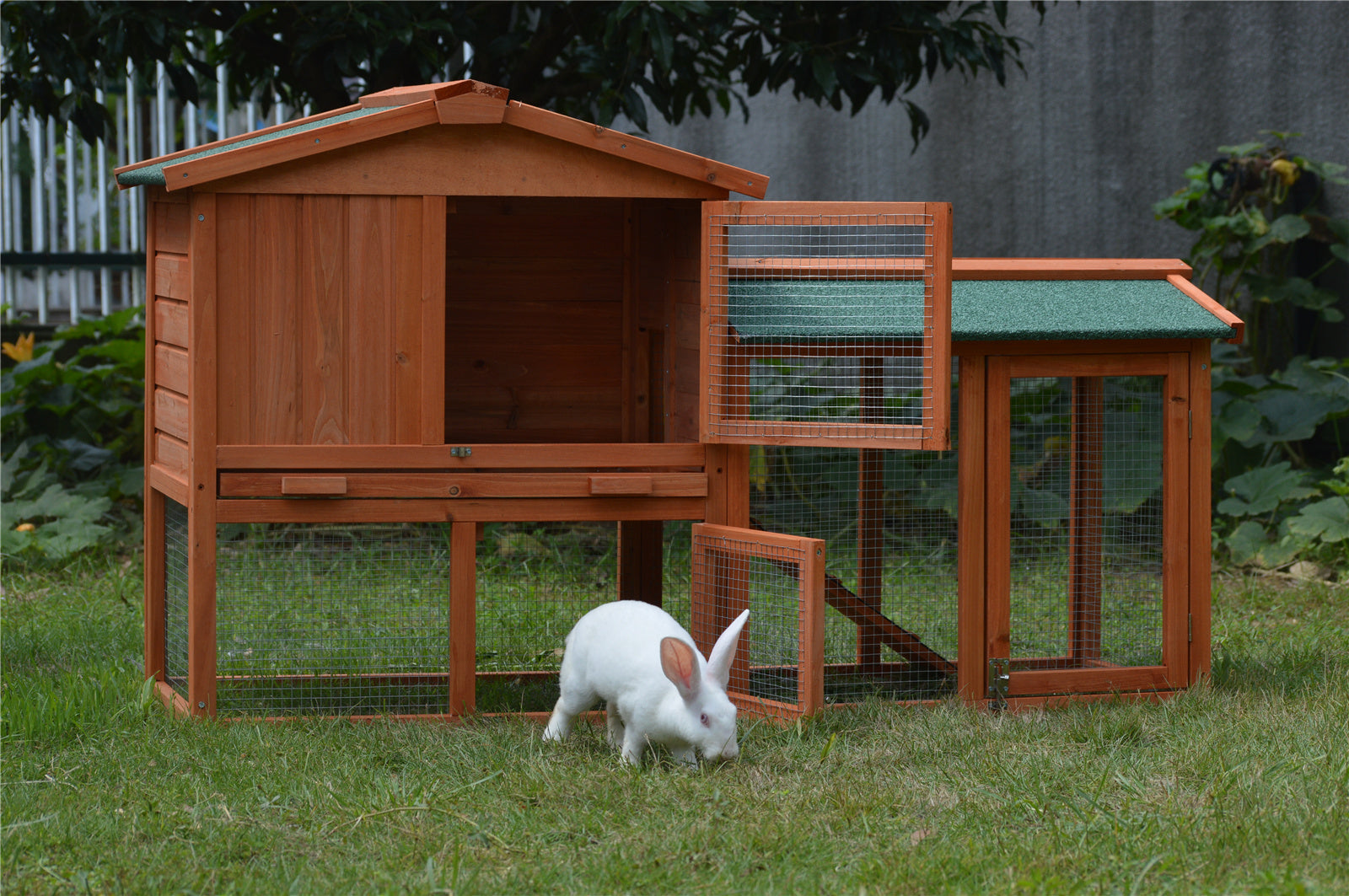 YES4PETS 146cm Rabbit Hutch Metal Run Wooden Cage Guinea Pig Cage House - SILBERSHELL