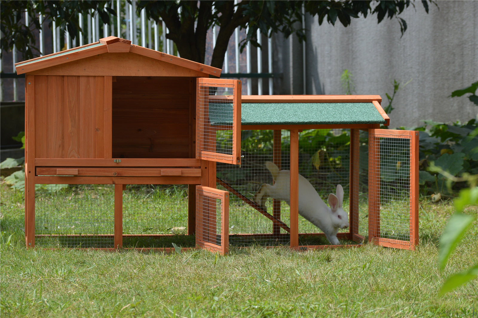 YES4PETS 146cm Rabbit Hutch Metal Run Wooden Cage Guinea Pig Cage House - SILBERSHELL