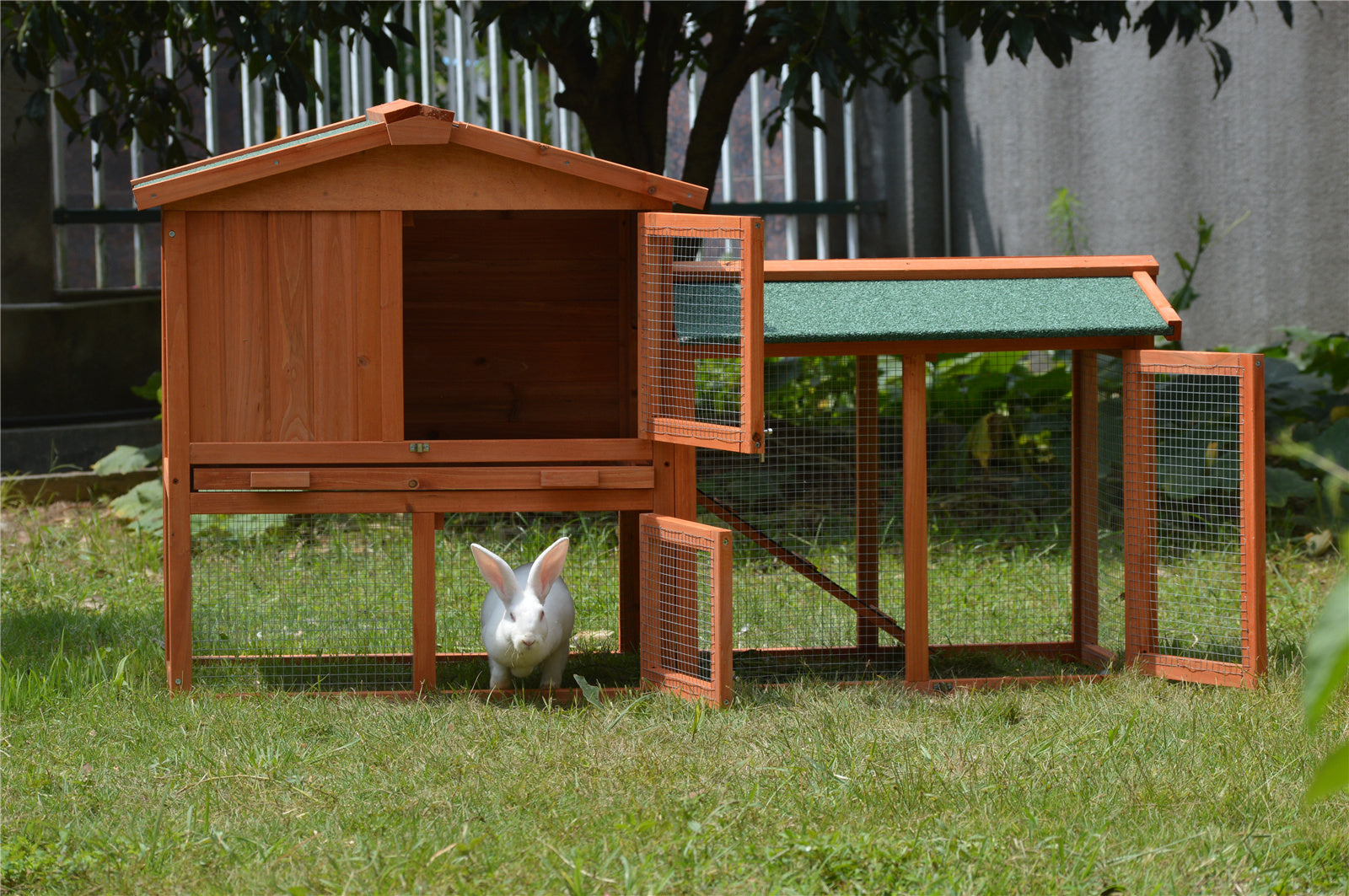 YES4PETS 146cm Rabbit Hutch Metal Run Wooden Cage Guinea Pig Cage House - SILBERSHELL