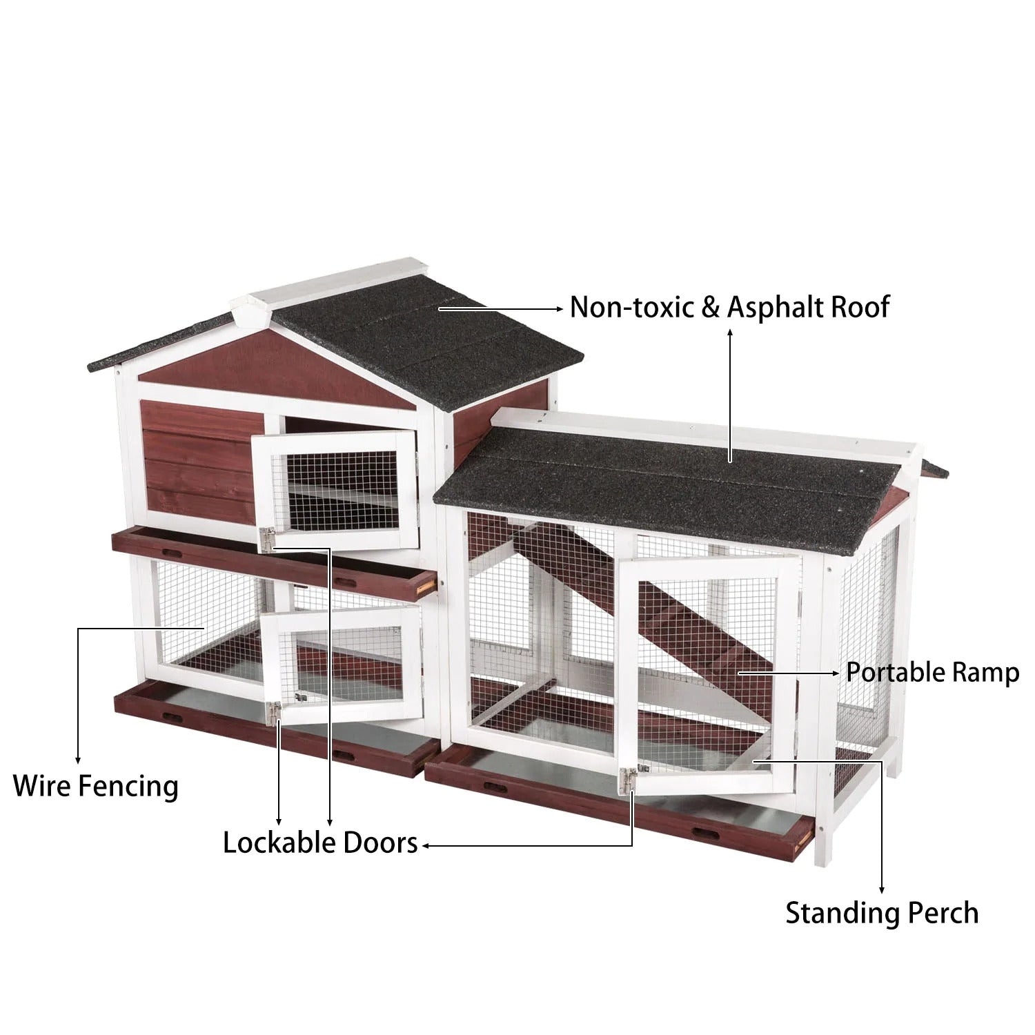 YES4PETS Double Storey Large Rabbit Hutch Guinea Pig Cat Cage , Ferret Cage With Pull Out Tray - SILBERSHELL