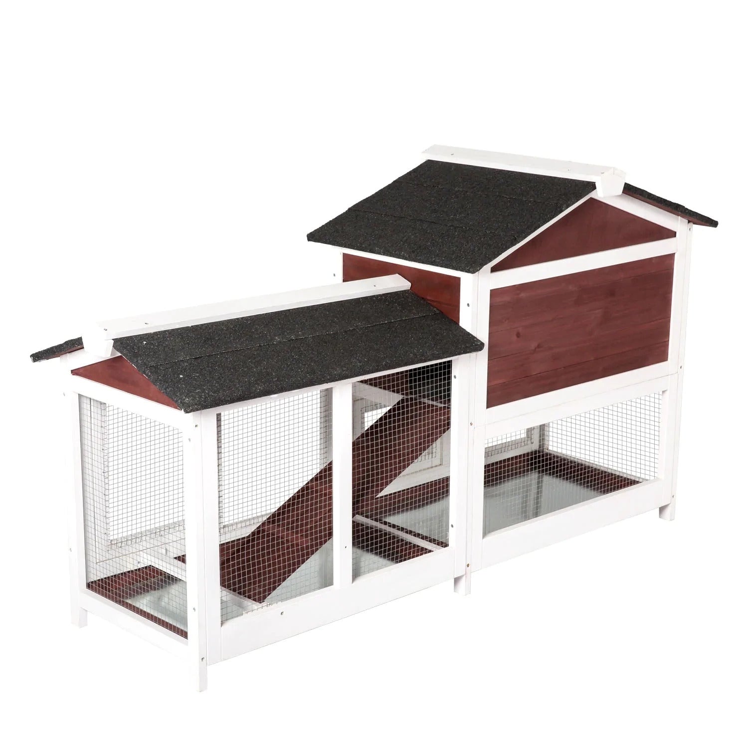 YES4PETS Double Storey Large Rabbit Hutch Guinea Pig Cat Cage , Ferret Cage With Pull Out Tray - SILBERSHELL