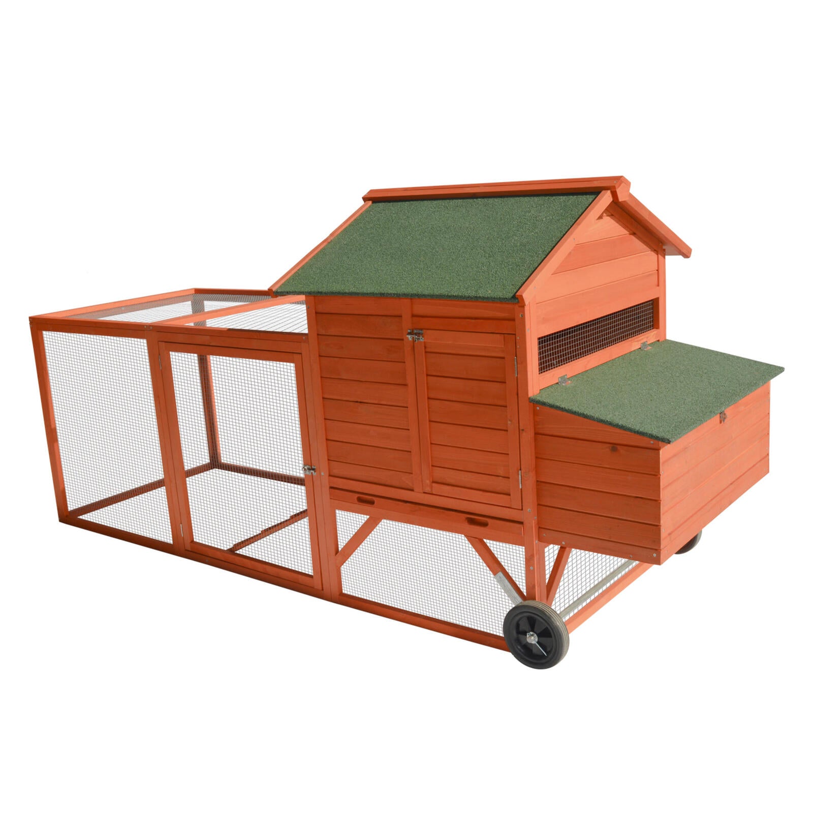 YES4PETS 248 cm XL Chicken Coop Rabbit Hutch Ferret Hen Guinea Pig House With Wheels - SILBERSHELL