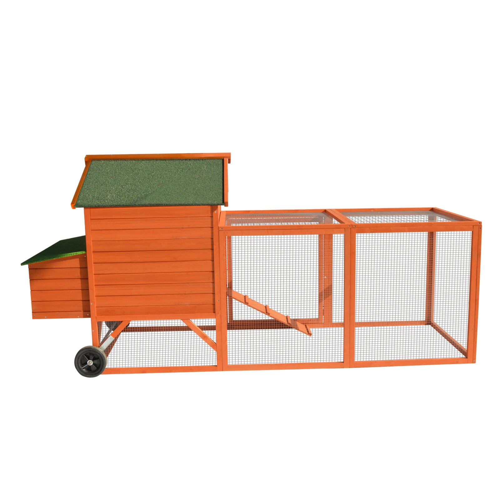 YES4PETS 248 cm XL Chicken Coop Rabbit Hutch Ferret Hen Guinea Pig House With Wheels - SILBERSHELL