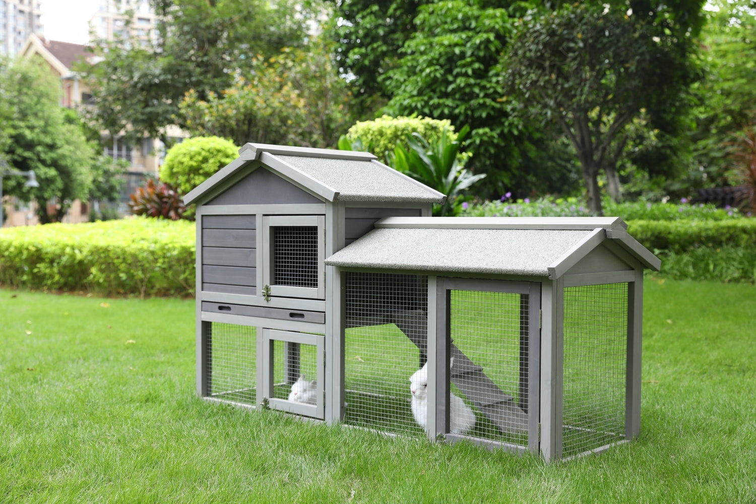 YES4PETS 148cm Rabbit Hutch Quail Run Wooden Cage Guinea Pig Cage House - SILBERSHELL