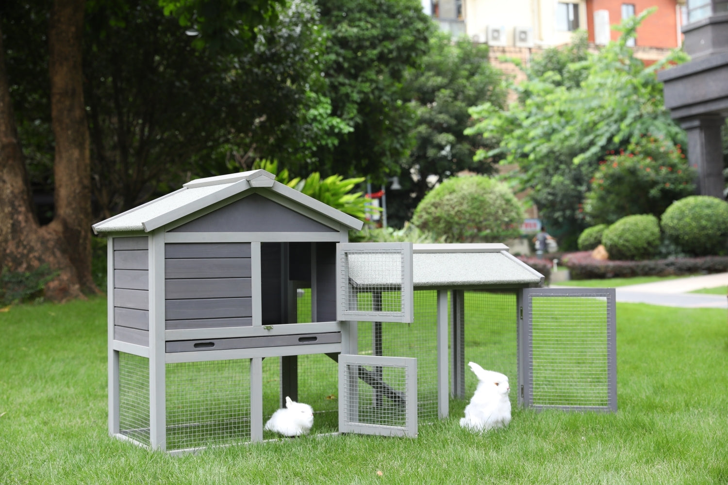 YES4PETS 148cm Rabbit Hutch Quail Run Wooden Cage Guinea Pig Cage House - SILBERSHELL