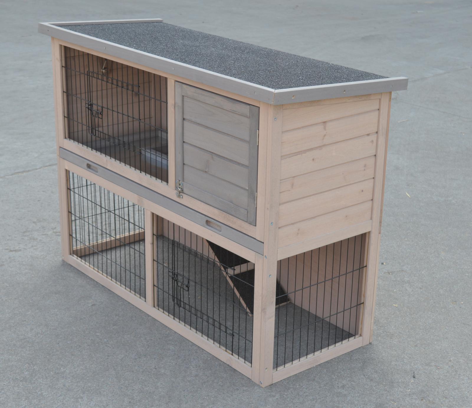 YES4PETS Double Storey Rabbit Hutch Guinea Pig Cage , Ferret cage W Pull Out Tray - SILBERSHELL