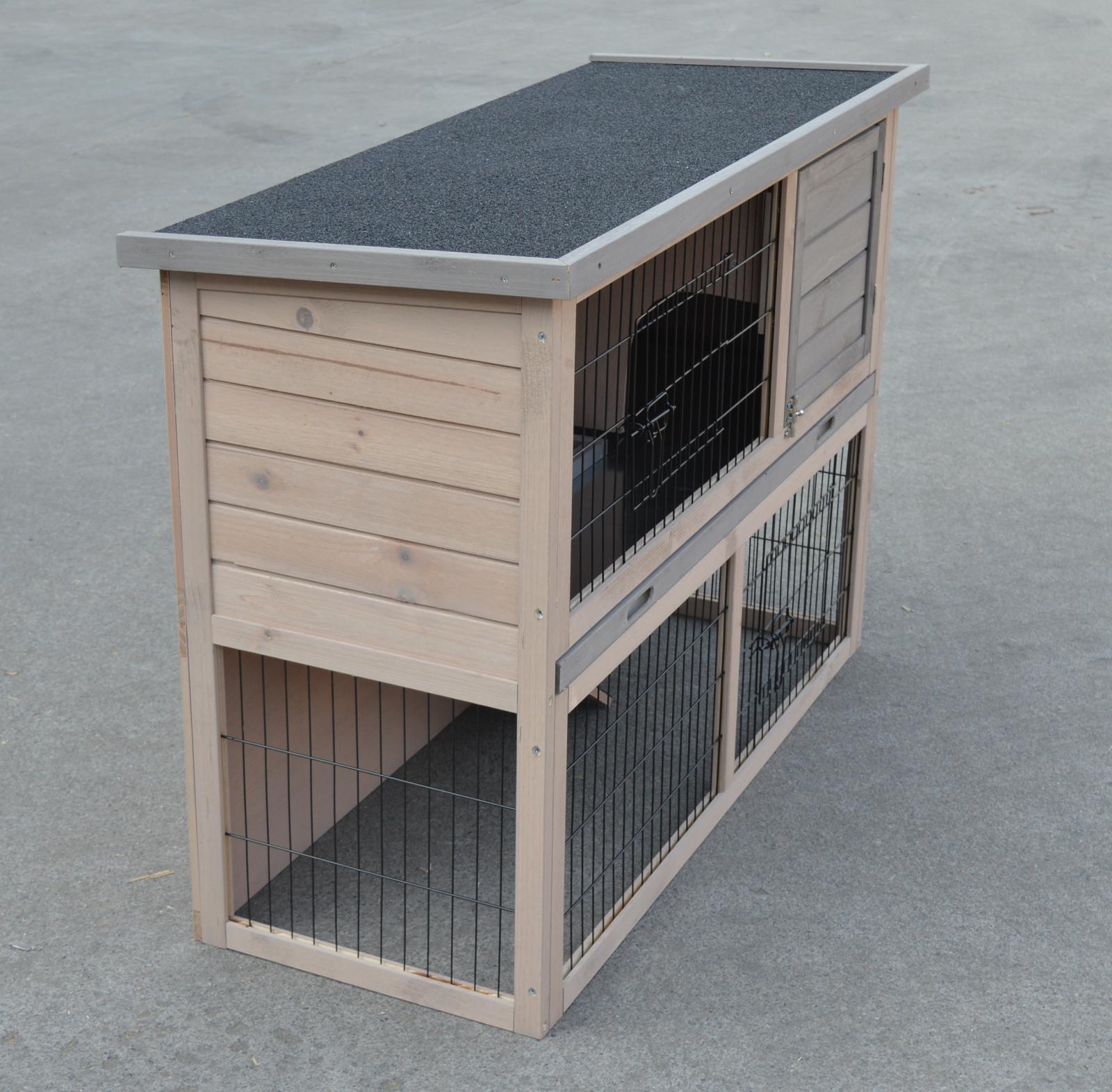 YES4PETS Double Storey Rabbit Hutch Guinea Pig Cage , Ferret cage W Pull Out Tray - SILBERSHELL