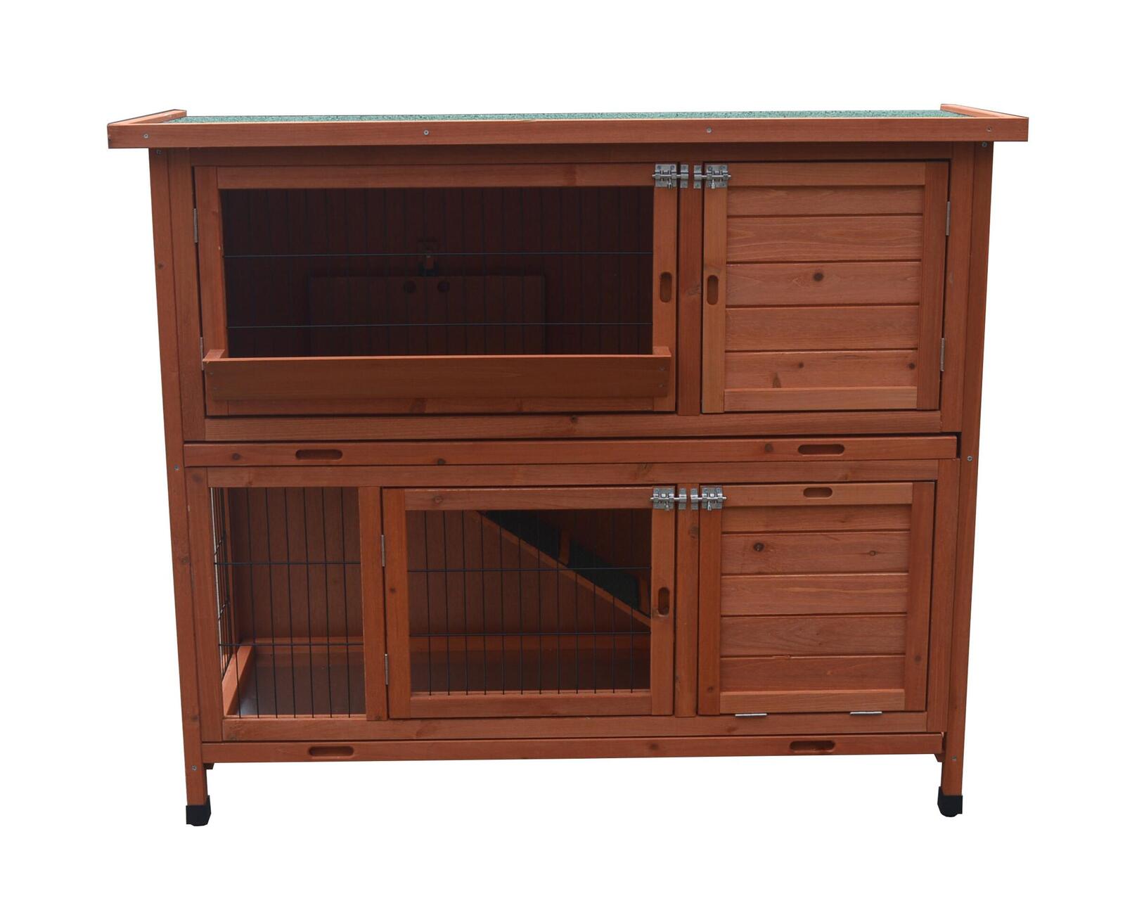YES4PETS 120cm XL Double Storey Rabbit Hutch Guinea Pig Cage , Ferret cage Cat W Pull Out Tray - SILBERSHELL