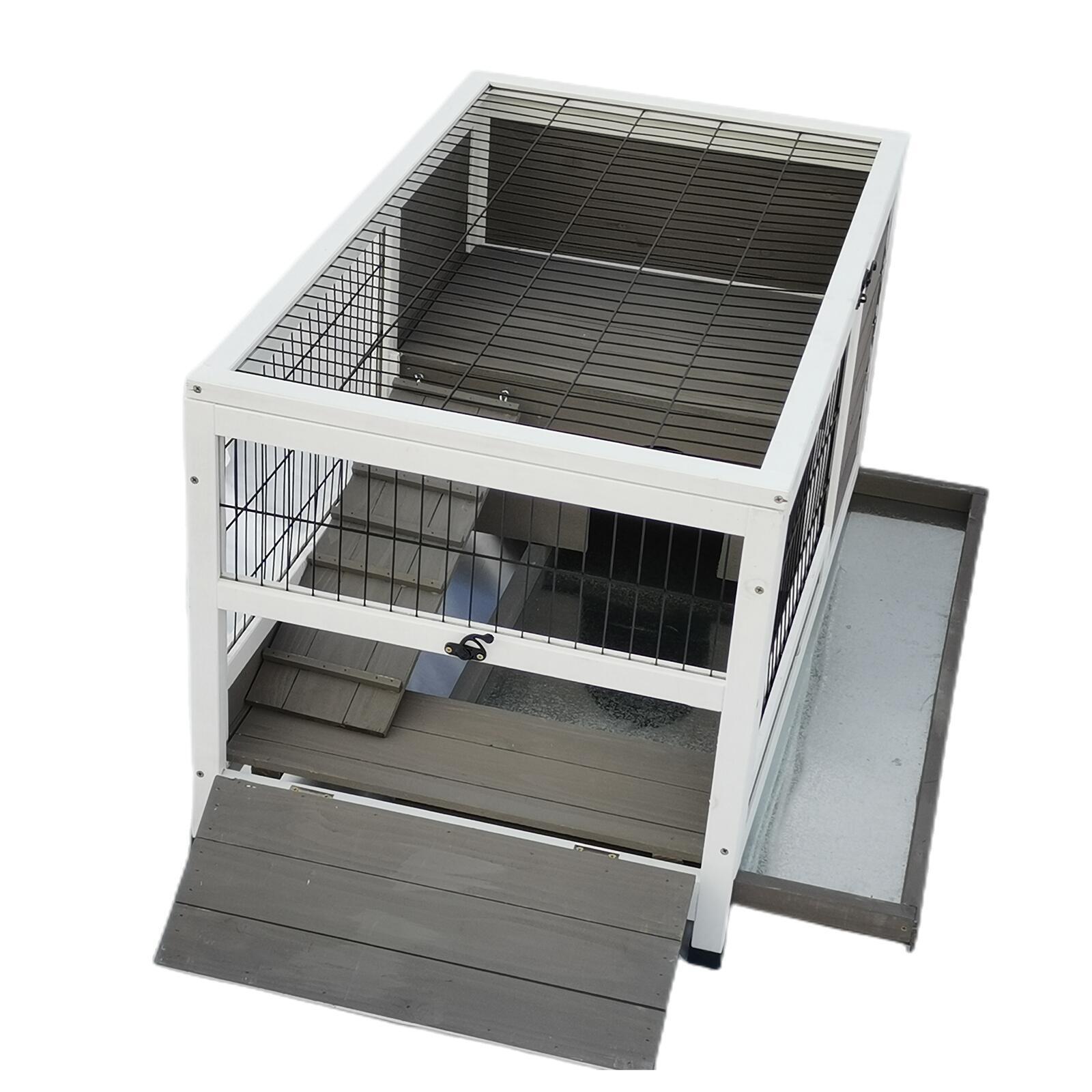 YES4PETS Rabbit Hutch Cat House Cage Guinea Pig Ferret Cage - SILBERSHELL