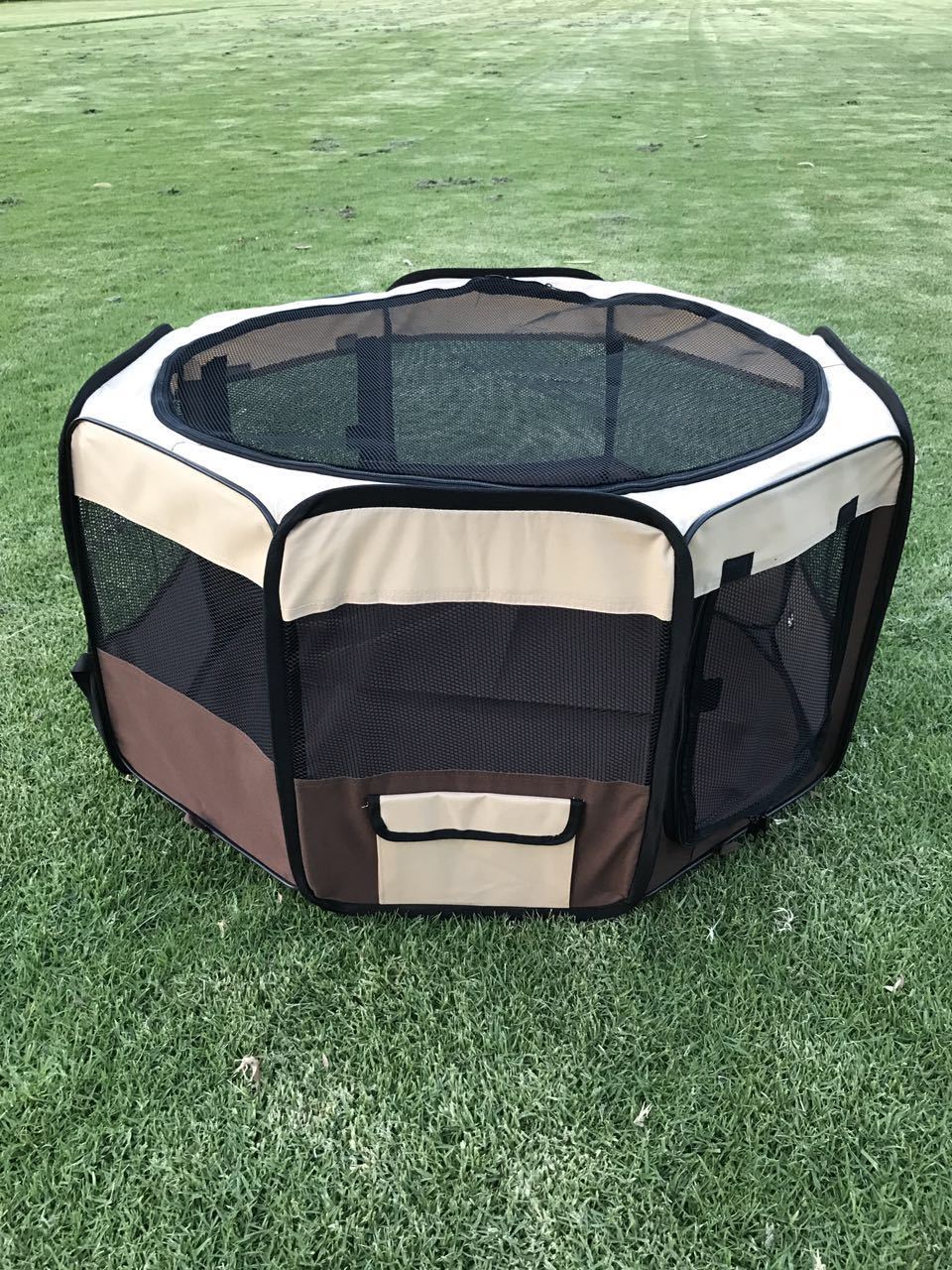 YES4PETS Medium Brown Pet Dog Cat Puppy Rabbit Tent Soft Playpen - SILBERSHELL