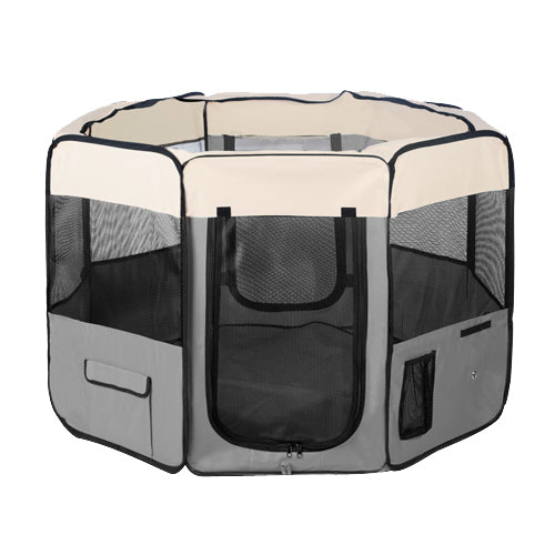 YES4PETS Medium Grey Pet Dog Cat Dogs Puppy Rabbit Tent Soft Playpen - SILBERSHELL