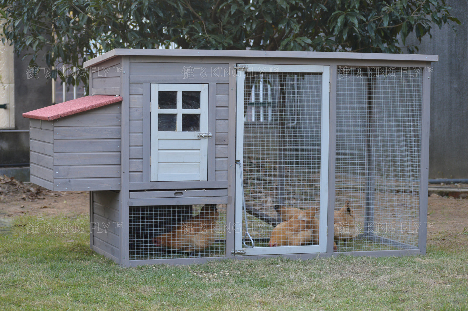 YES4PETS Grey Large Chicken Coop Rabbit Hutch Ferret Cage Hen Chook Cat House - SILBERSHELL