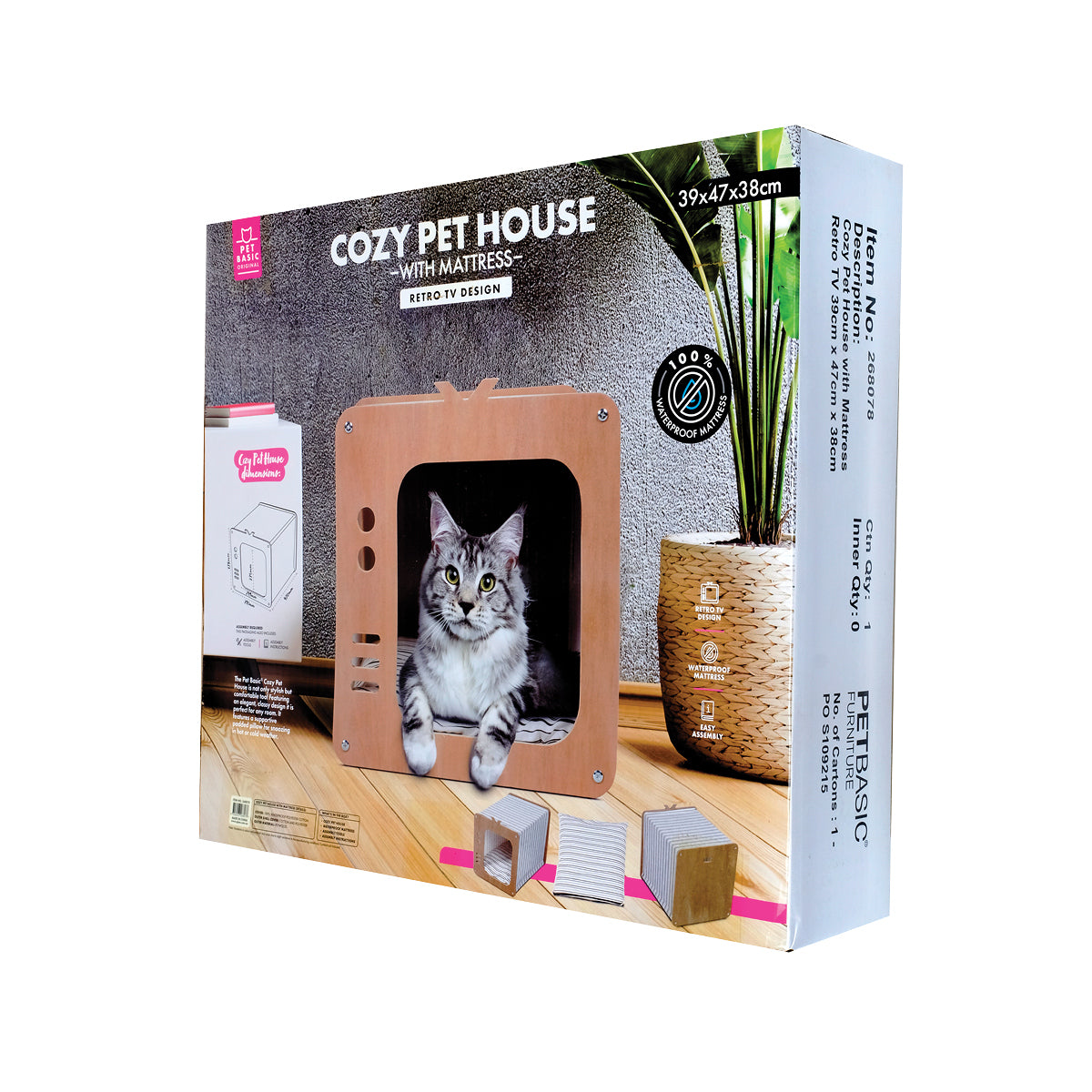 Pet Basic Retro TV Cozy Cat House Waterproof Mattress 39 x 47 x 38cm - SILBERSHELL