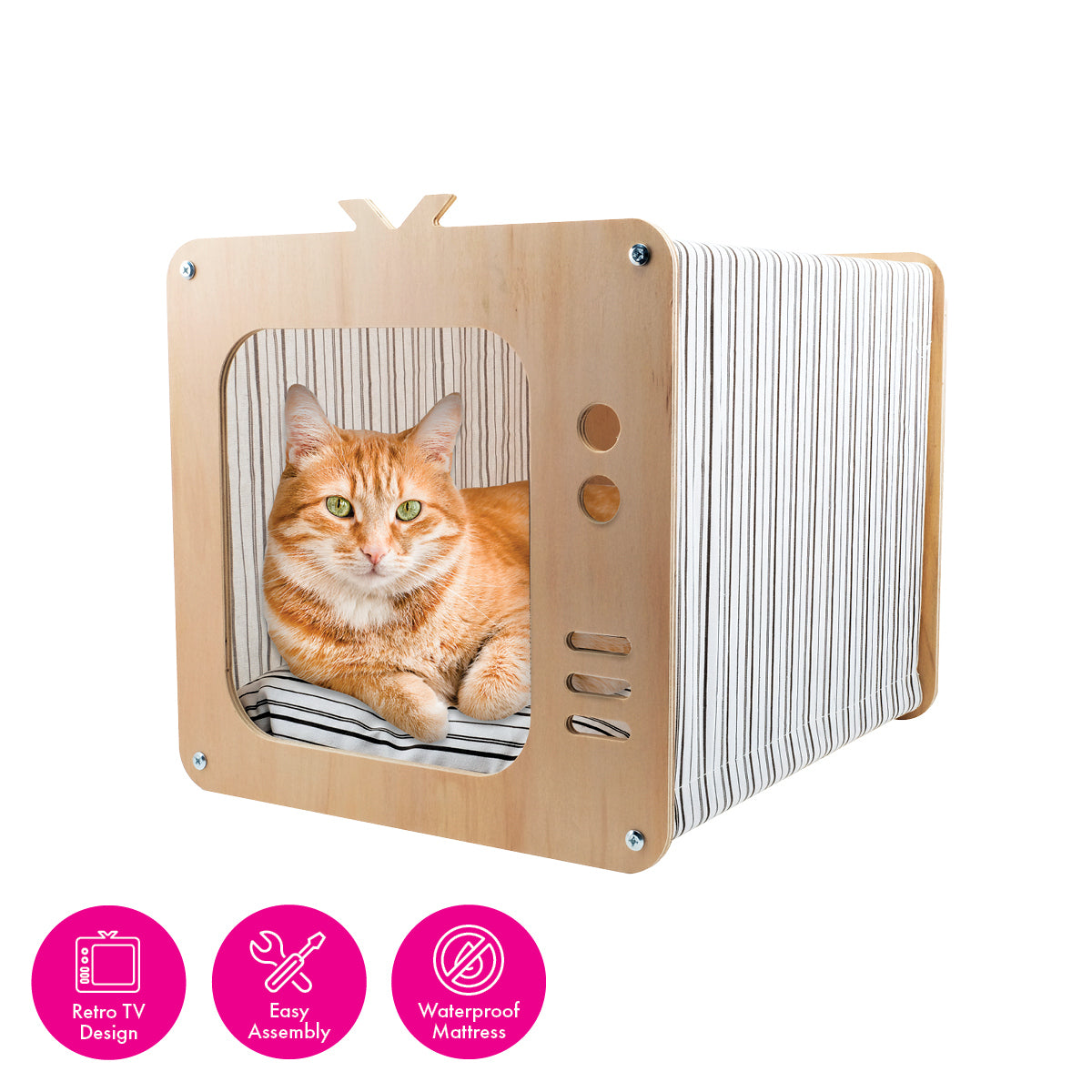 Pet Basic Retro TV Cozy Cat House Waterproof Mattress 39 x 47 x 38cm - SILBERSHELL