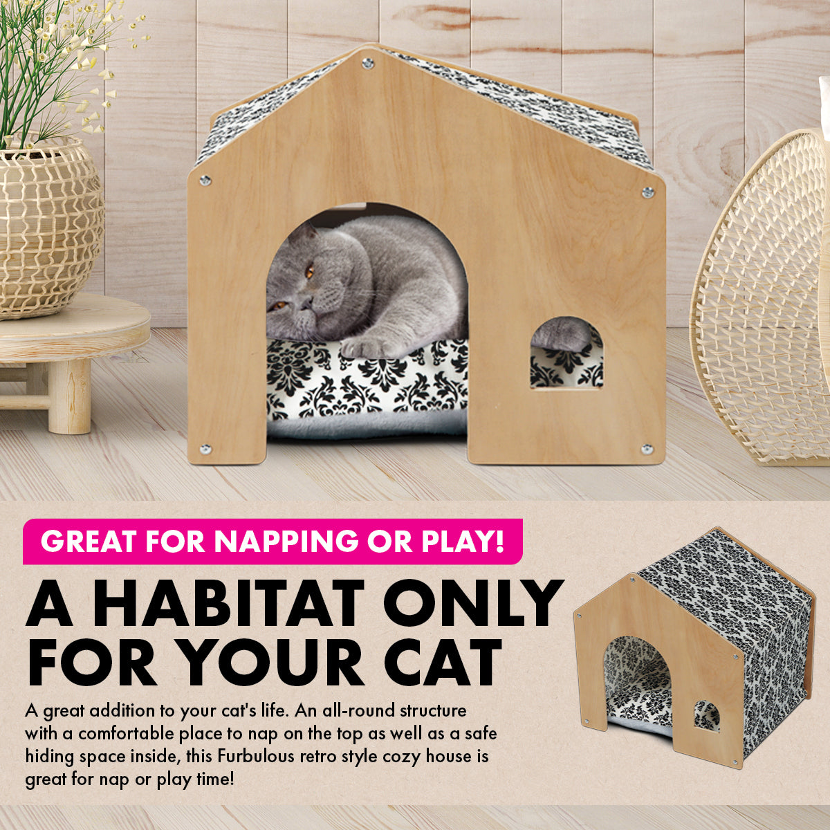 Pet Basic Chimney Cozy Cat House Waterproof Mattress 52 x 47cm x 50cm - SILBERSHELL
