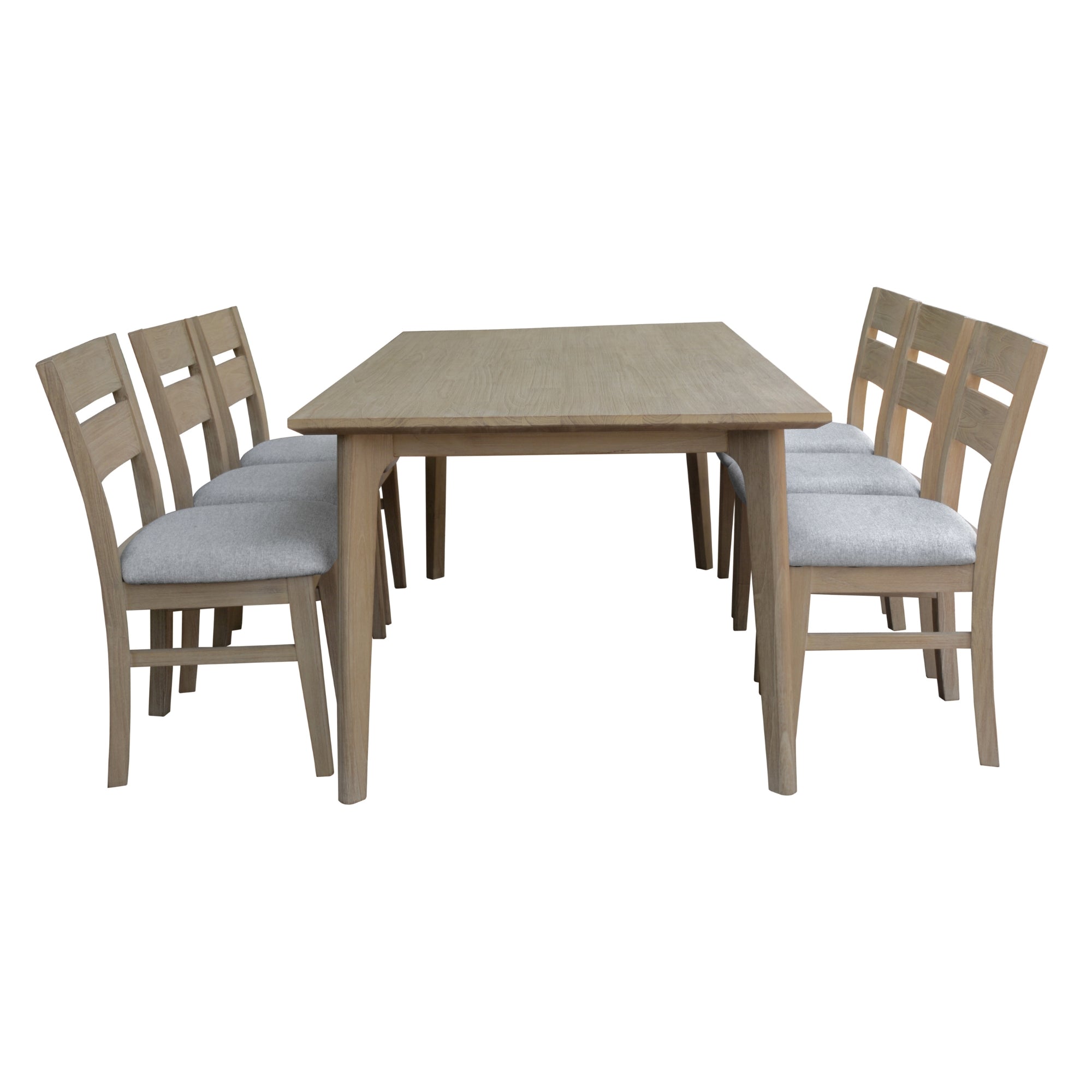 Tyler 7pc 180cm Dining Table Set Fabric Chair Solid Acacia Wood Brushed Smoke - SILBERSHELL