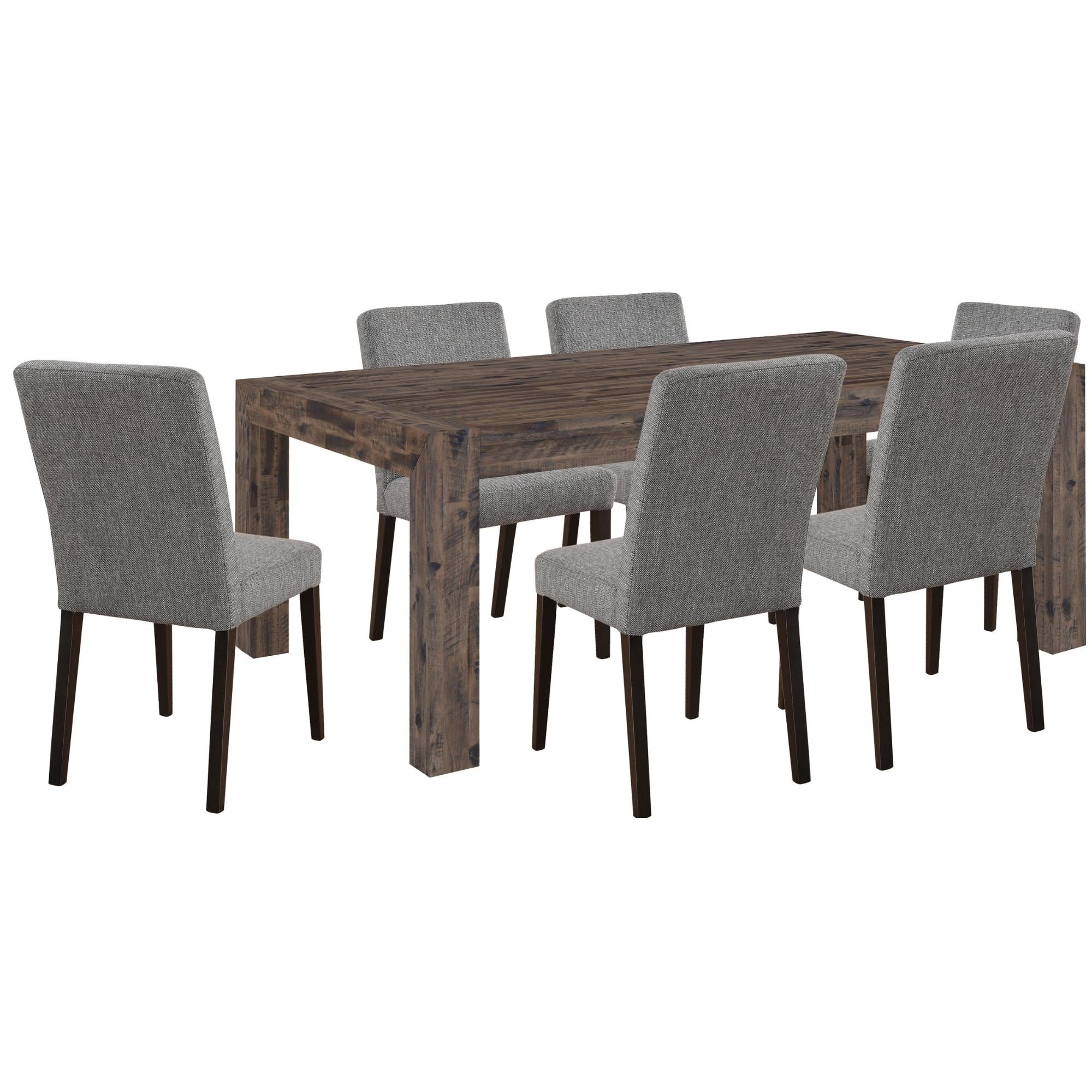 Catmint 7pc Dining Set 180cm Table with 6 Solid Wood Fabric Chair - SILBERSHELL