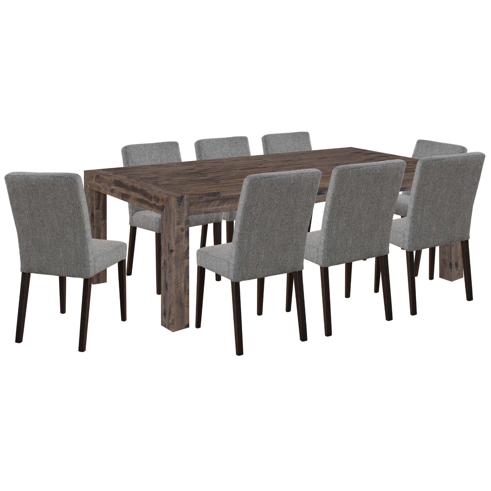 Catmint 9pc Dining Set 210cm Table with 8 Solid Wood Fabric Chair - SILBERSHELL
