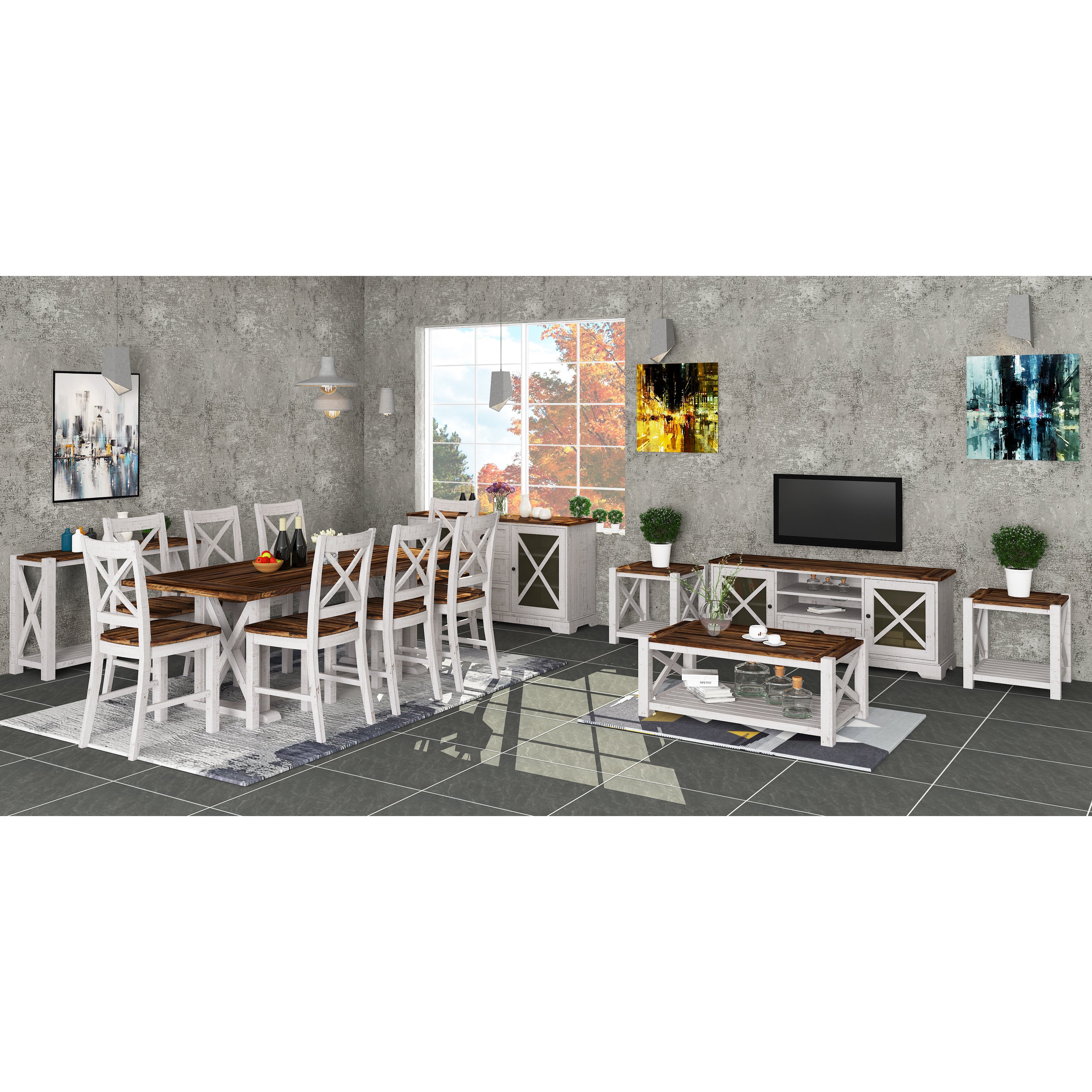 Erica 7pc Dining Set 200cm Table 6 Chair Solid Acacia Wood Timber Brown White - SILBERSHELL