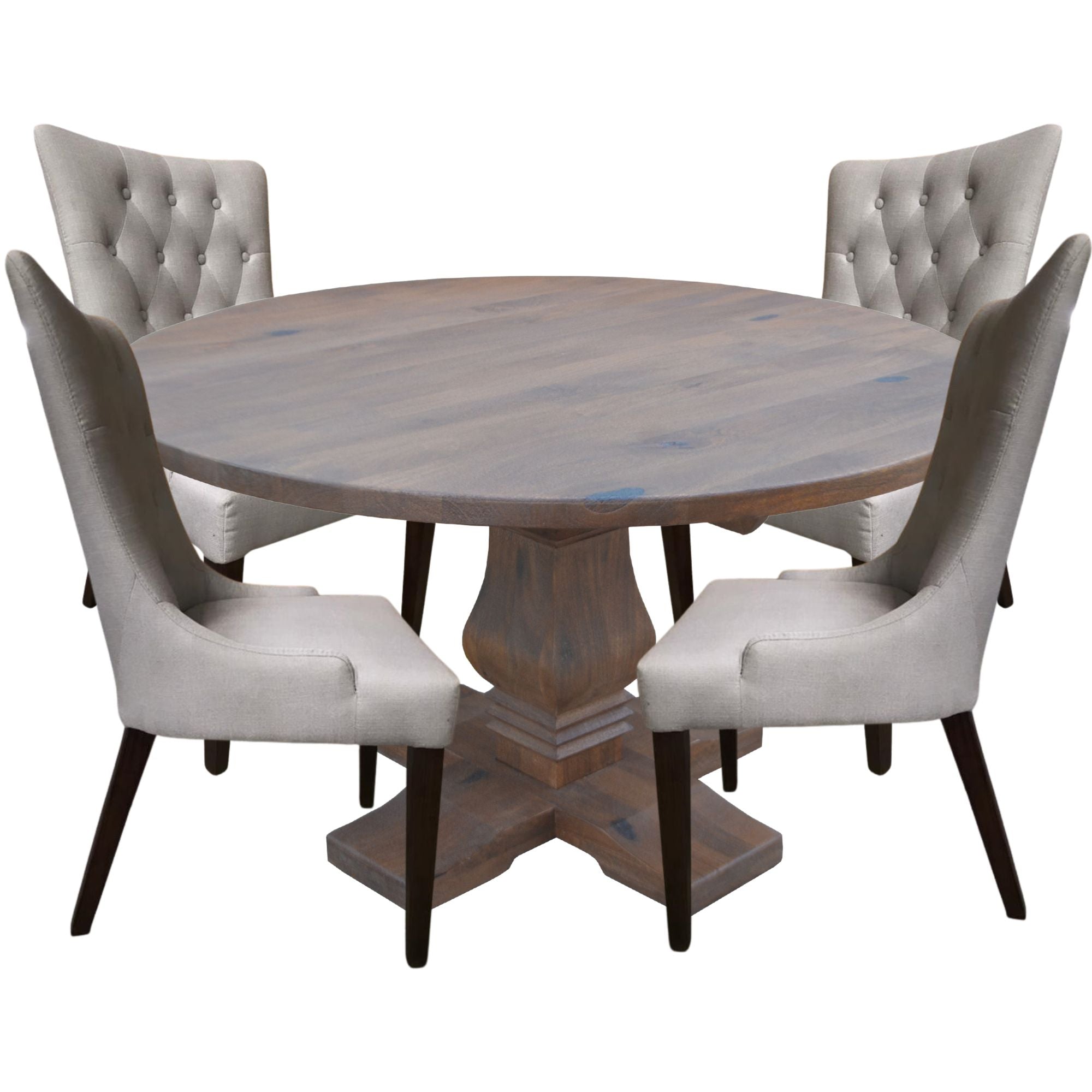 Florence  5pc Round Dining Table Set 135cm 4 Fabric Chair French Provincial - SILBERSHELL