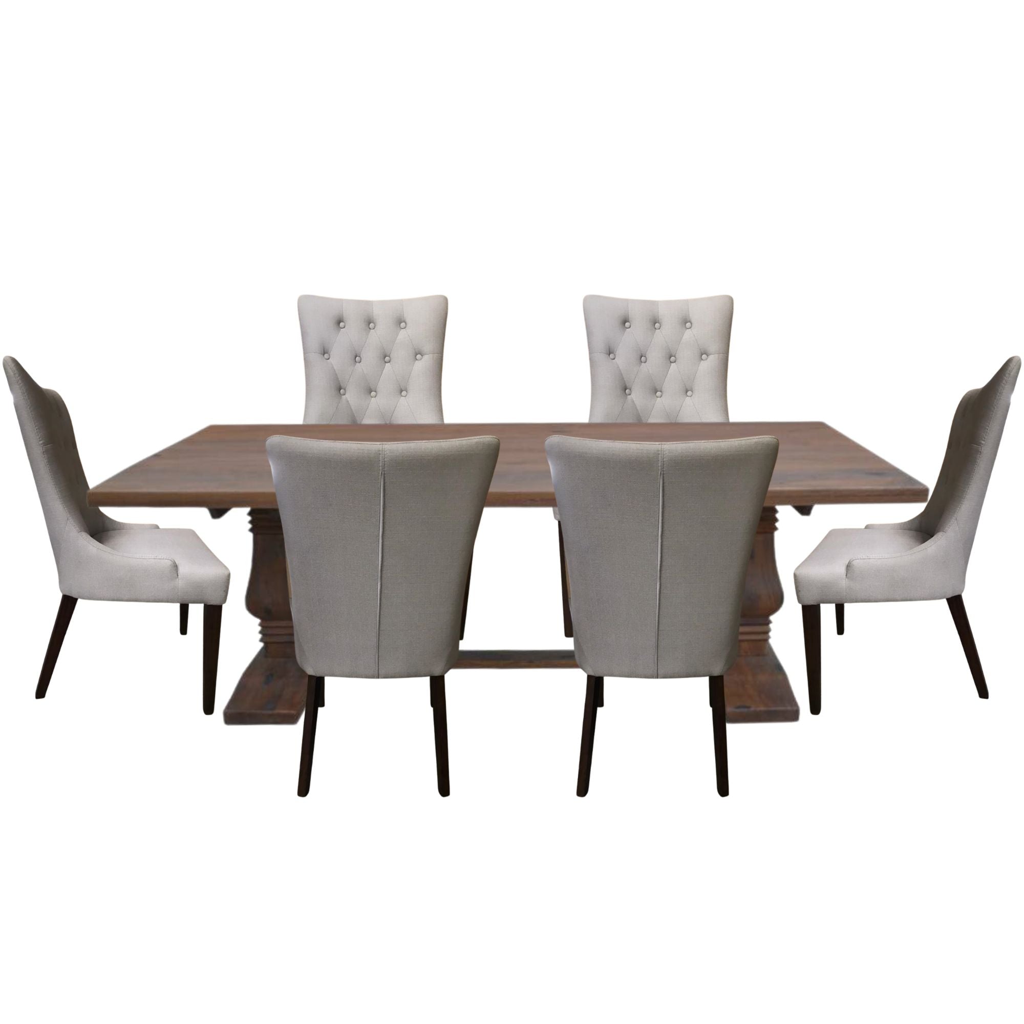 Florence  7pc Dining Table Set 180cm with 6 Fabric Chair French Provincial - SILBERSHELL