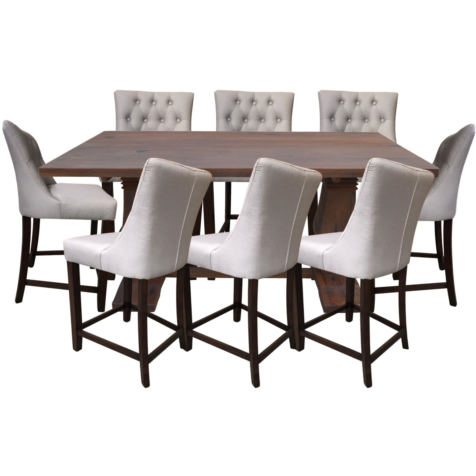 Florence  9pc High Dining Table Set 200cm 8 Fabric Chair French Provincial - SILBERSHELL