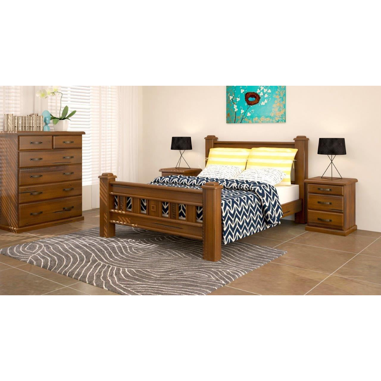 Umber Bedside Tables 3 Drawers Storage Cabinet Shelf Side End Table - Dark Brown - SILBERSHELL