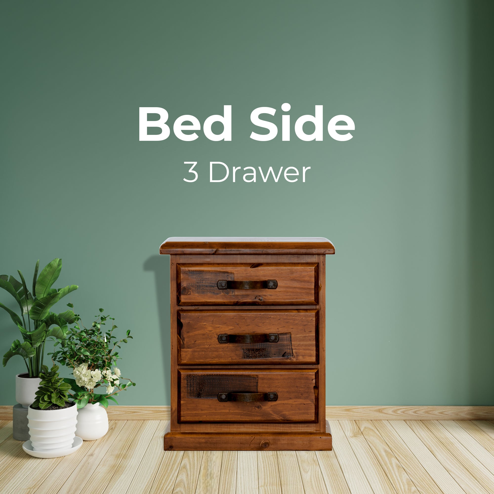 Umber Bedside Tables 3 Drawers Storage Cabinet Shelf Side End Table - Dark Brown - SILBERSHELL