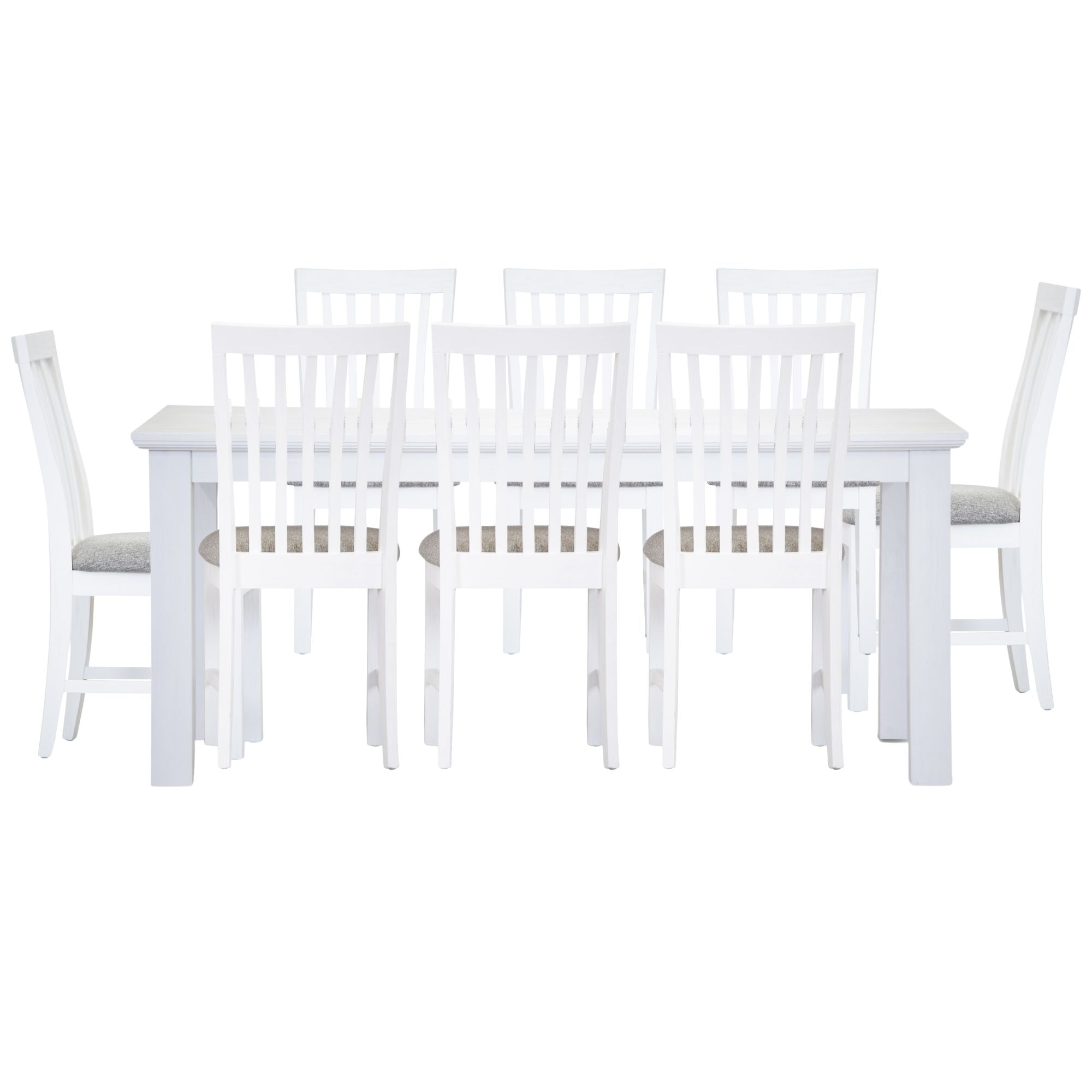 Laelia 9pc Dining Set 220cm Table 8 Chair Acacia Wood Coastal Furniture - White - SILBERSHELL