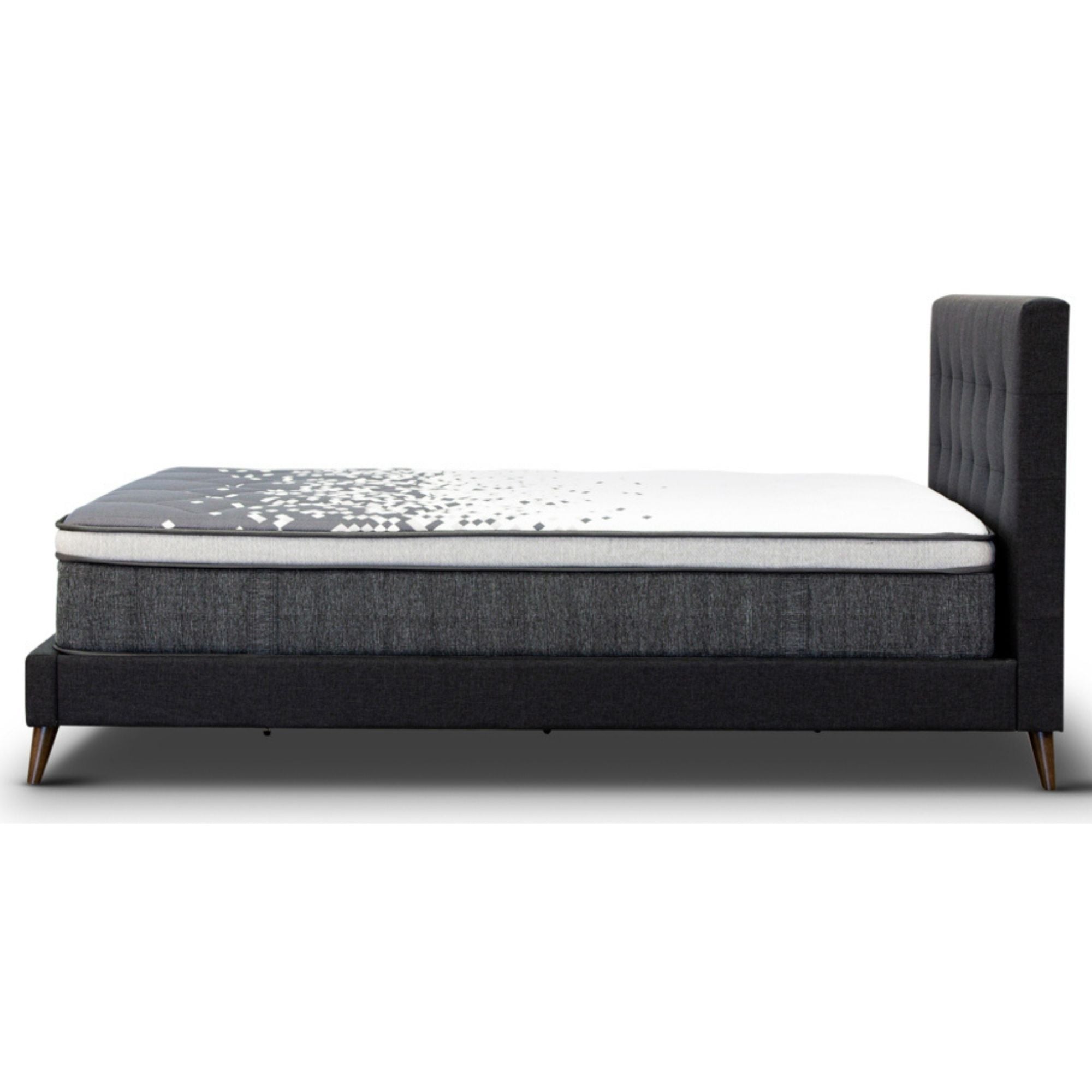 Volga King Single Bed Platform Frame Fabric Upholstered Mattress Base - Charcoal - SILBERSHELL