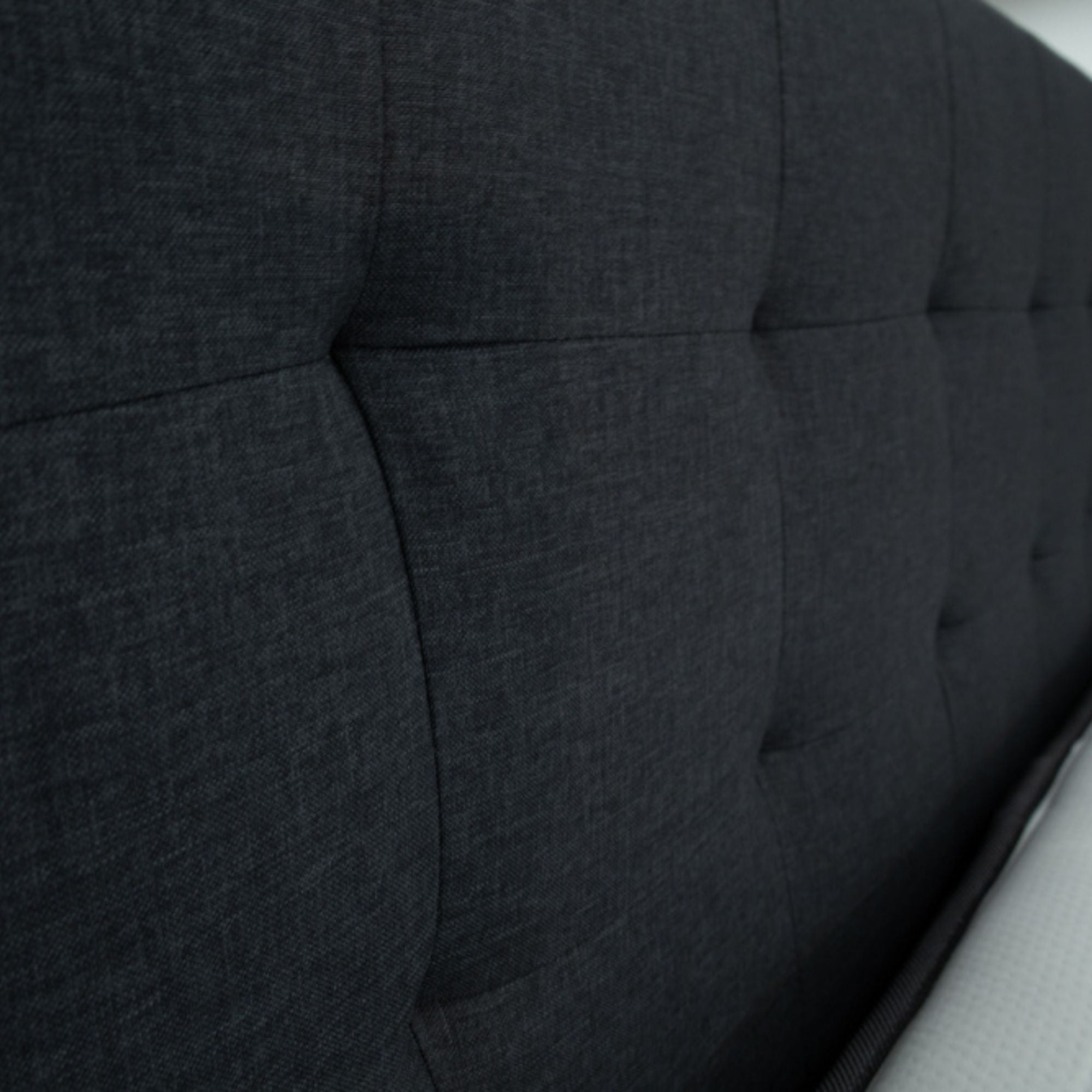 Volga King Single Bed Platform Frame Fabric Upholstered Mattress Base - Charcoal - SILBERSHELL