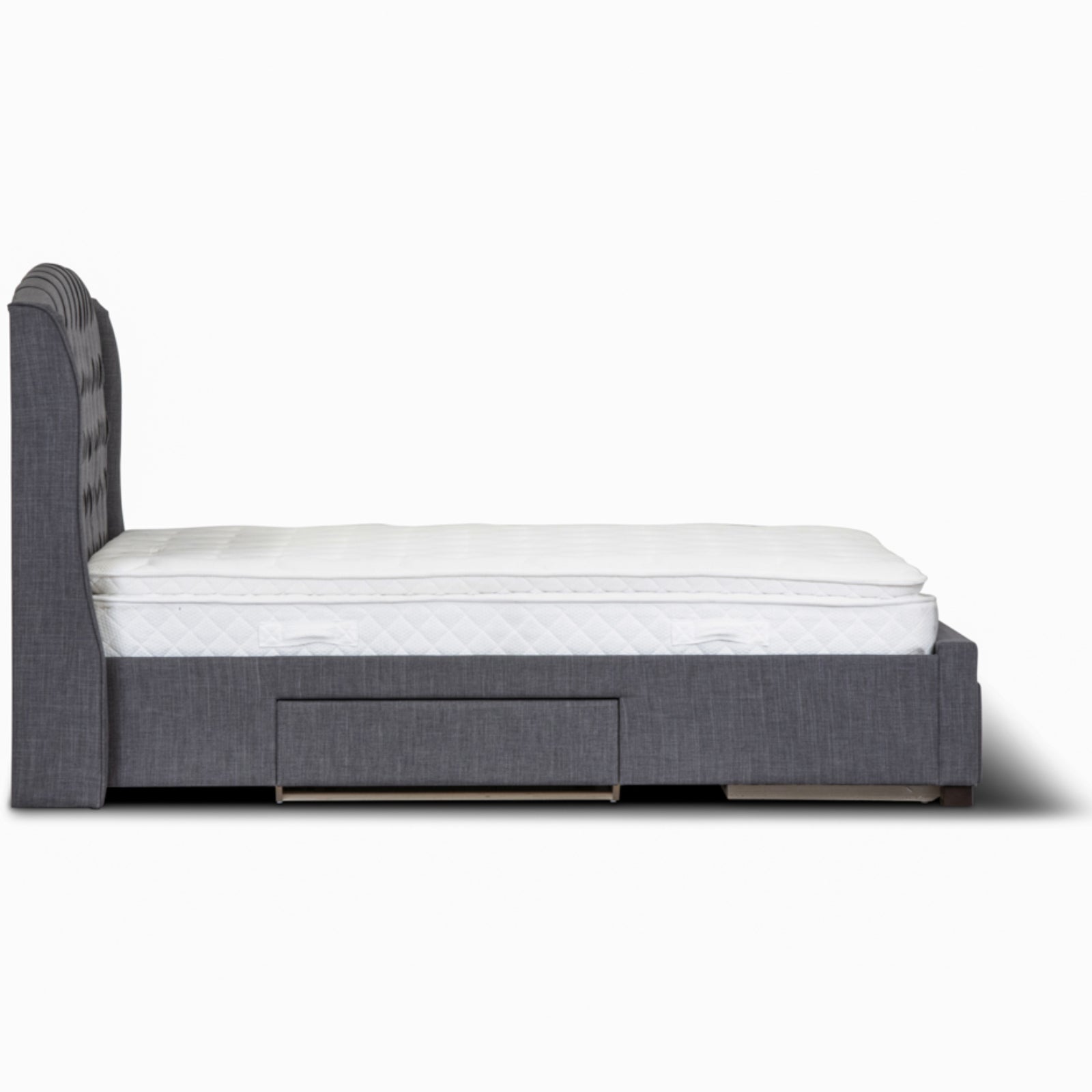 Honeydew Double Size Bed Frame Timber Mattress Base With Storage Drawers - Grey - SILBERSHELL
