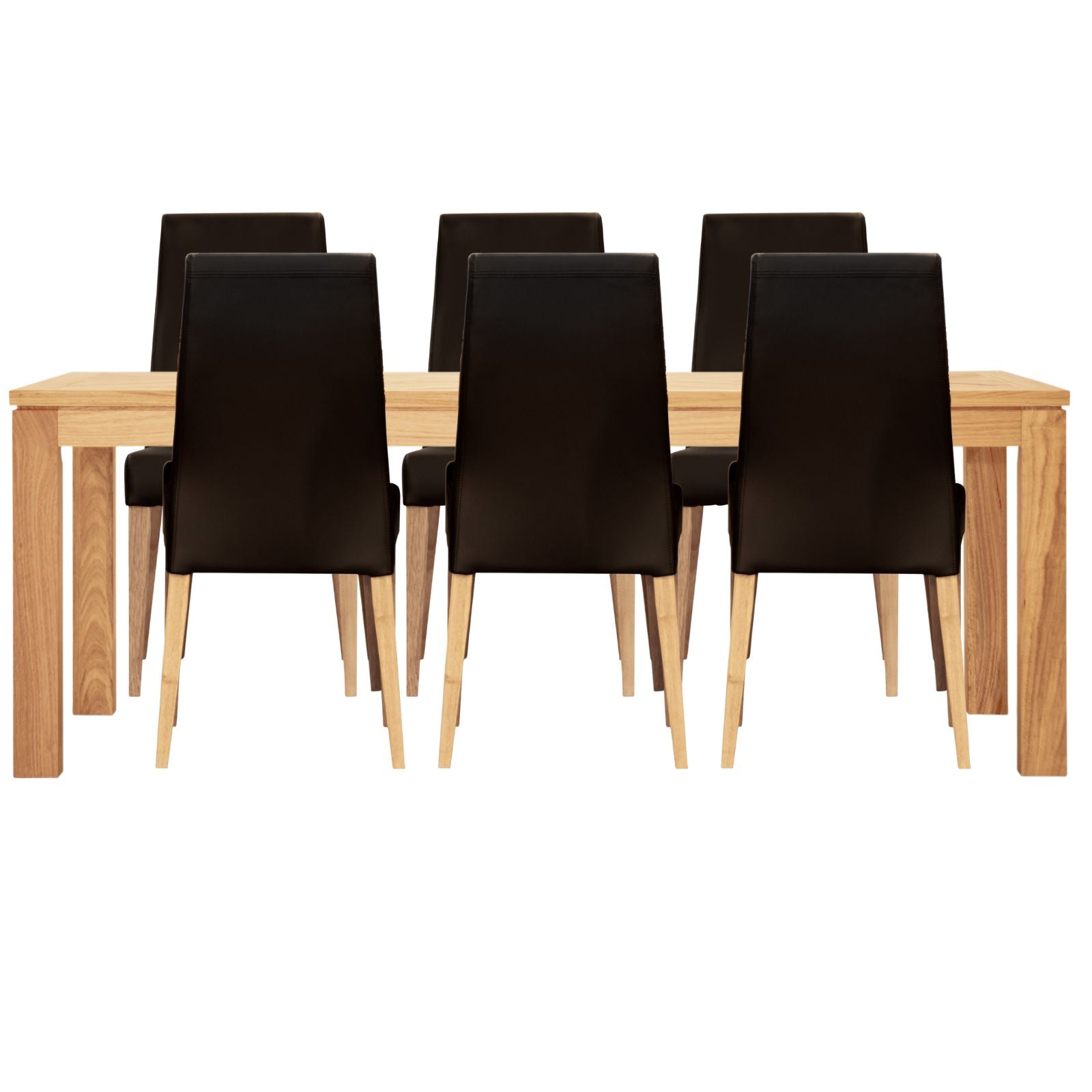 Rosemallow 7pc Dining Set 180cm Table 6 Black PU Chair Solid Messmate Timber - SILBERSHELL