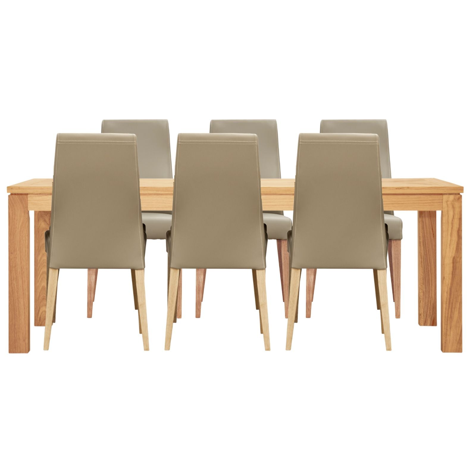 Rosemallow 7pc Dining Set 180cm Table 6 Silver PU Chair Solid Messmate Timber - SILBERSHELL