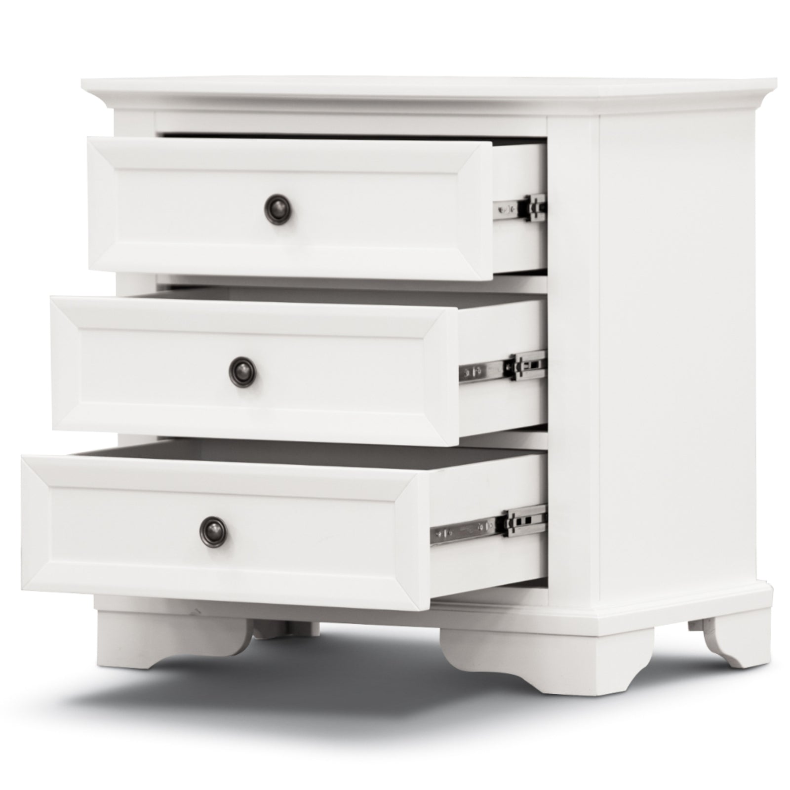 Celosia Bedside Table Set of 2pcs - 3 Drawers Storage Cabinet Nightstand - White - SILBERSHELL