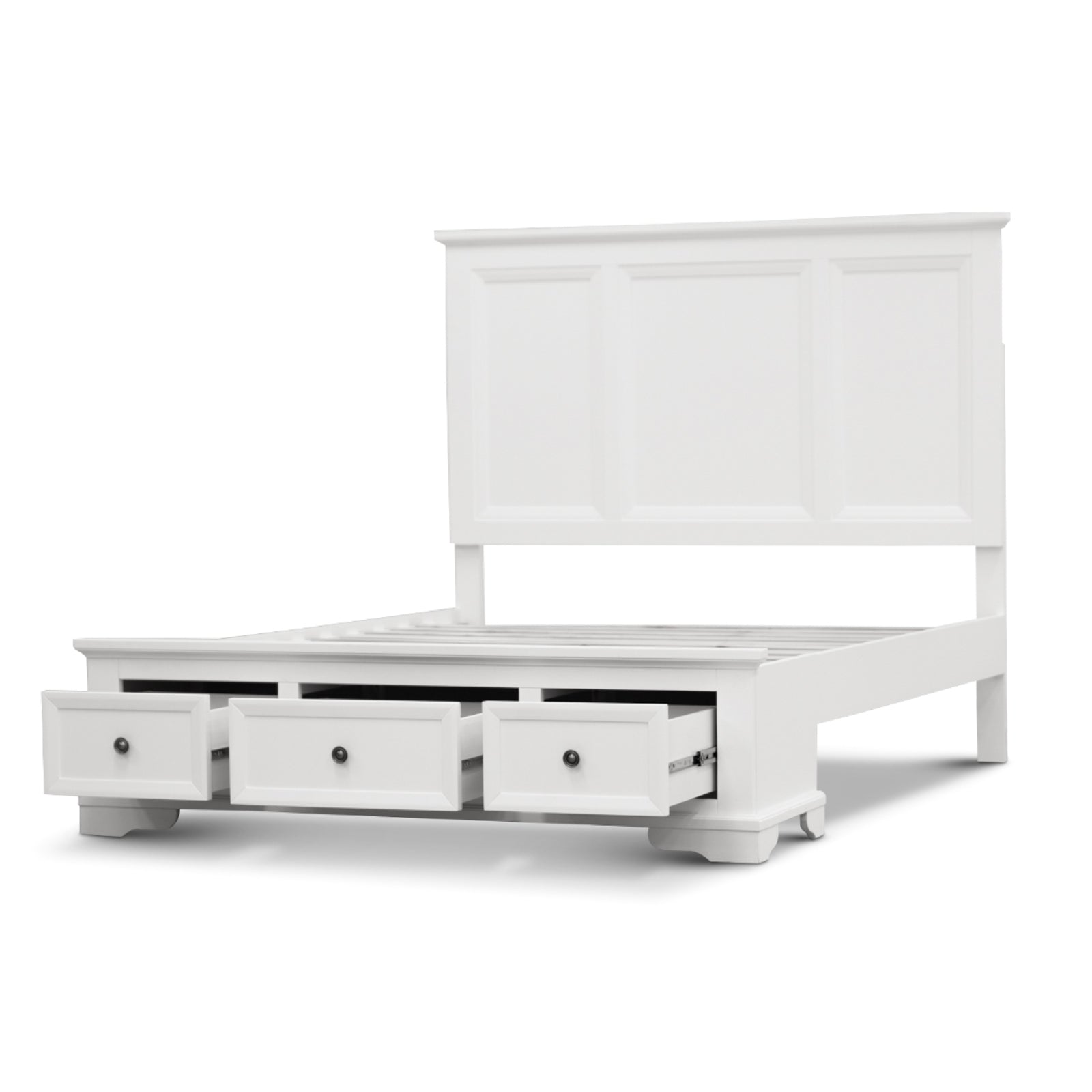 Celosia 4pc King Bed Frame Bedroom Suite Timber Bedside Tallboy Package - White - SILBERSHELL