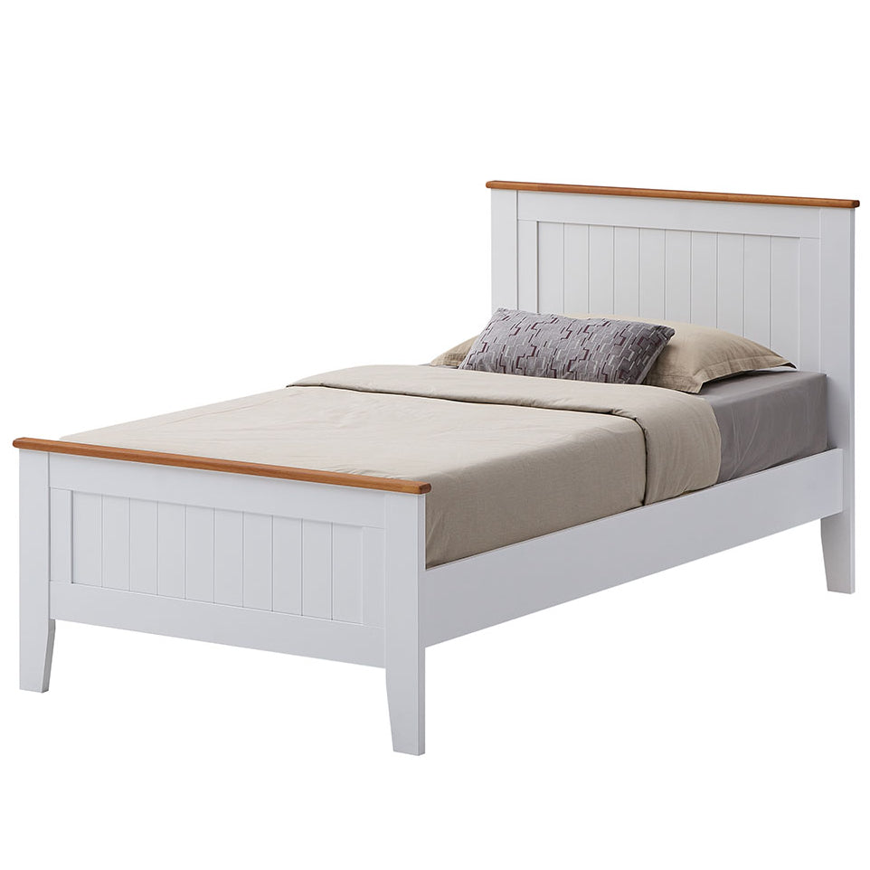 Lobelia Bed Frame King Single Size Mattress Base Solid Rubber Timber Wood -White - SILBERSHELL