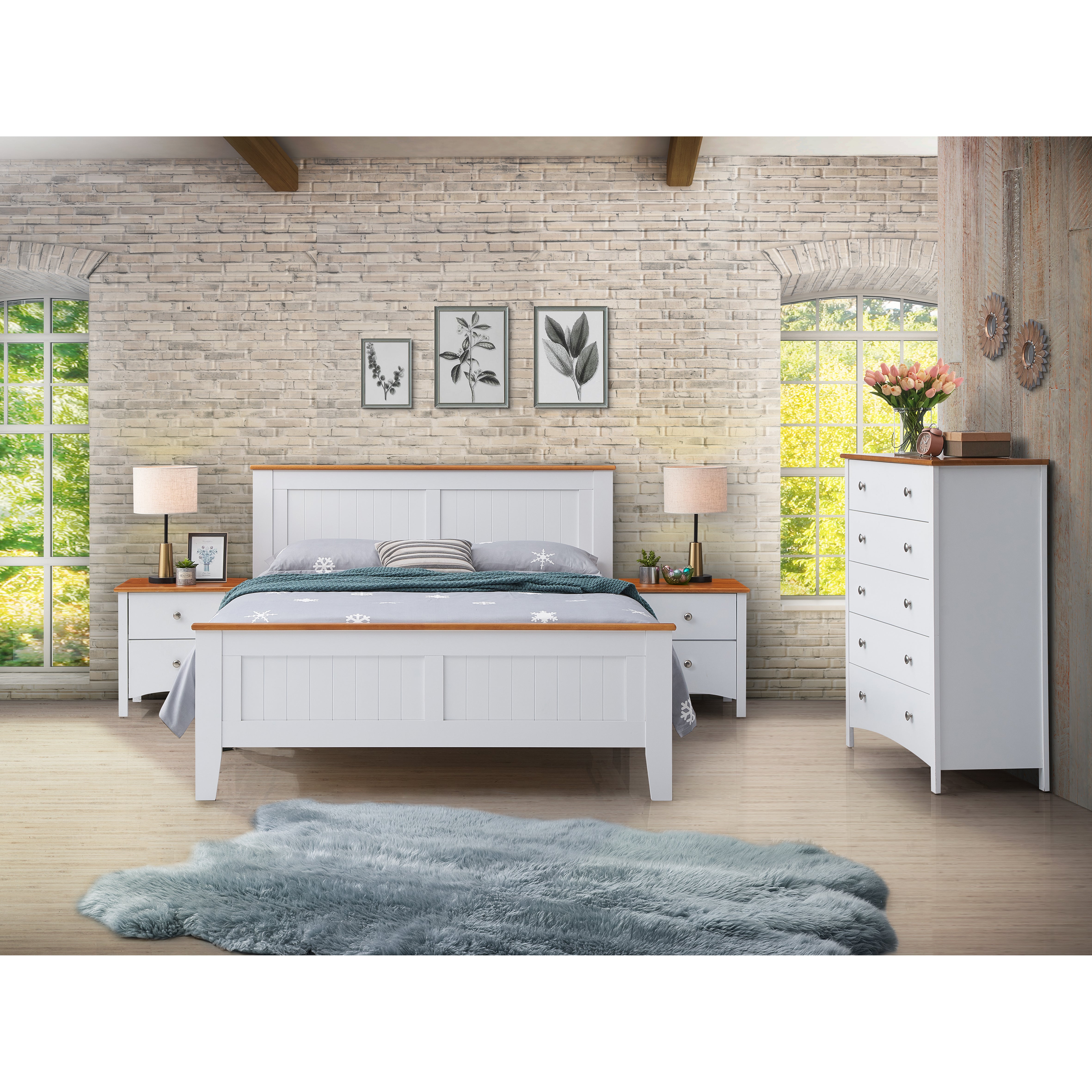 Lobelia Bedside Tallboy 3pc Bedroom Set Drawers Nightstand Storage Cabinet - WHT - SILBERSHELL