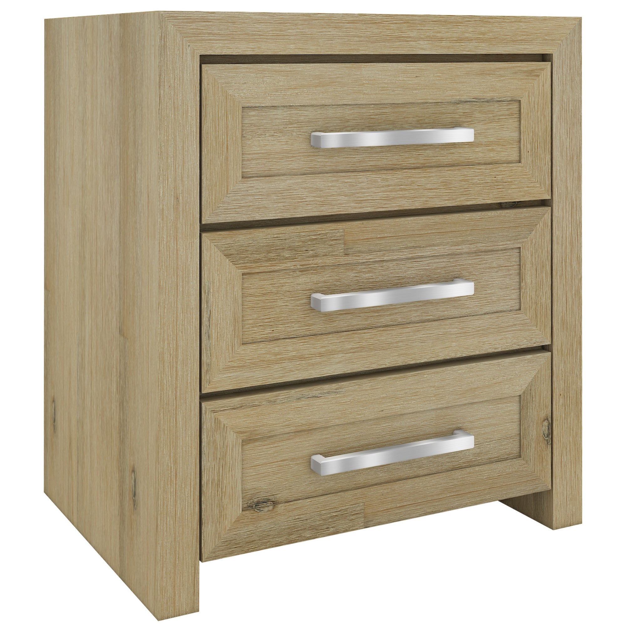 Gracelyn Set of 2 Bedside 3 Drawers Tallboy Nightstand Bedroom Cabinet - Smoke - SILBERSHELL