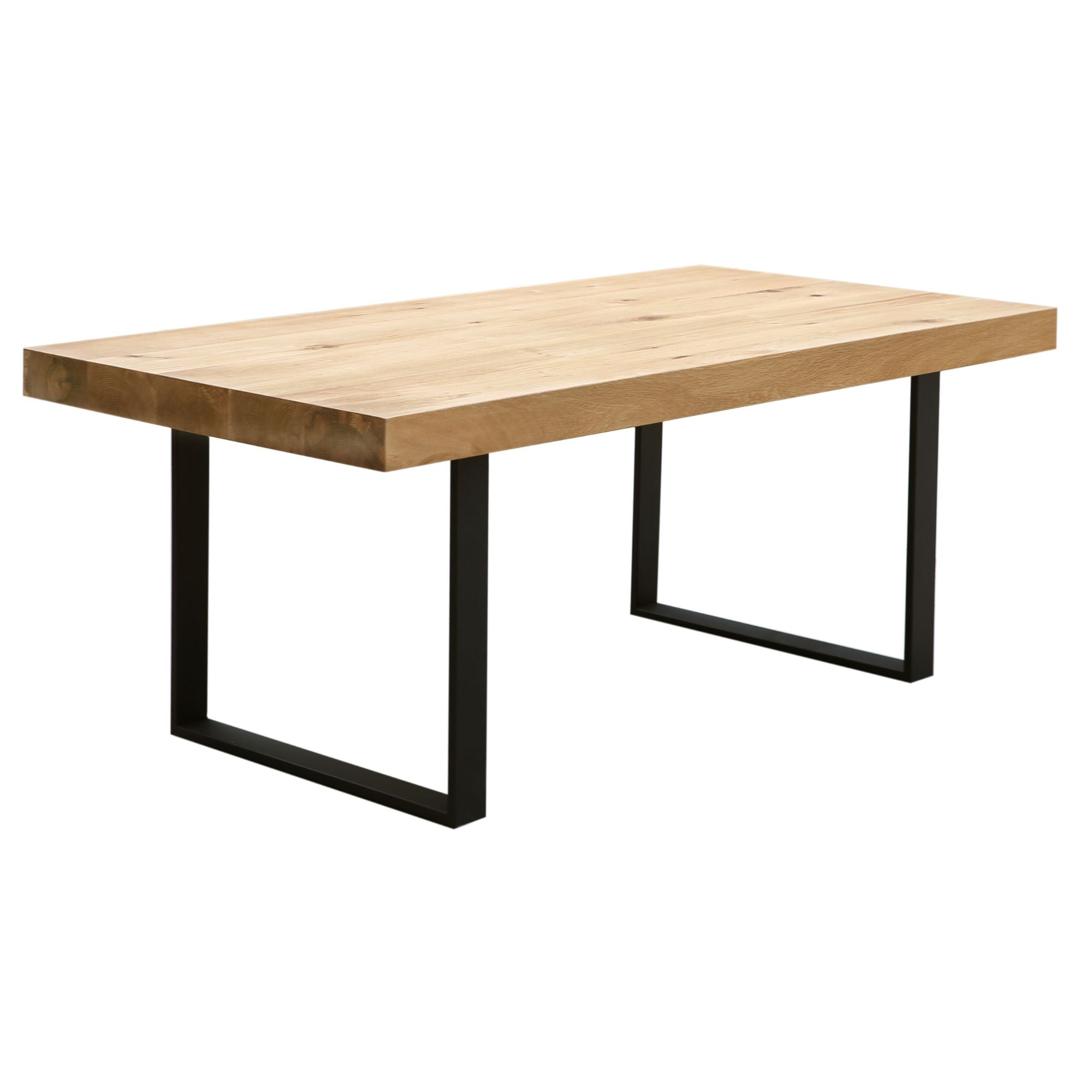 Ethan 3pc 190cm Dining Table 150cm Bench Veneer Solid Oak Top Metal Leg Natural - SILBERSHELL