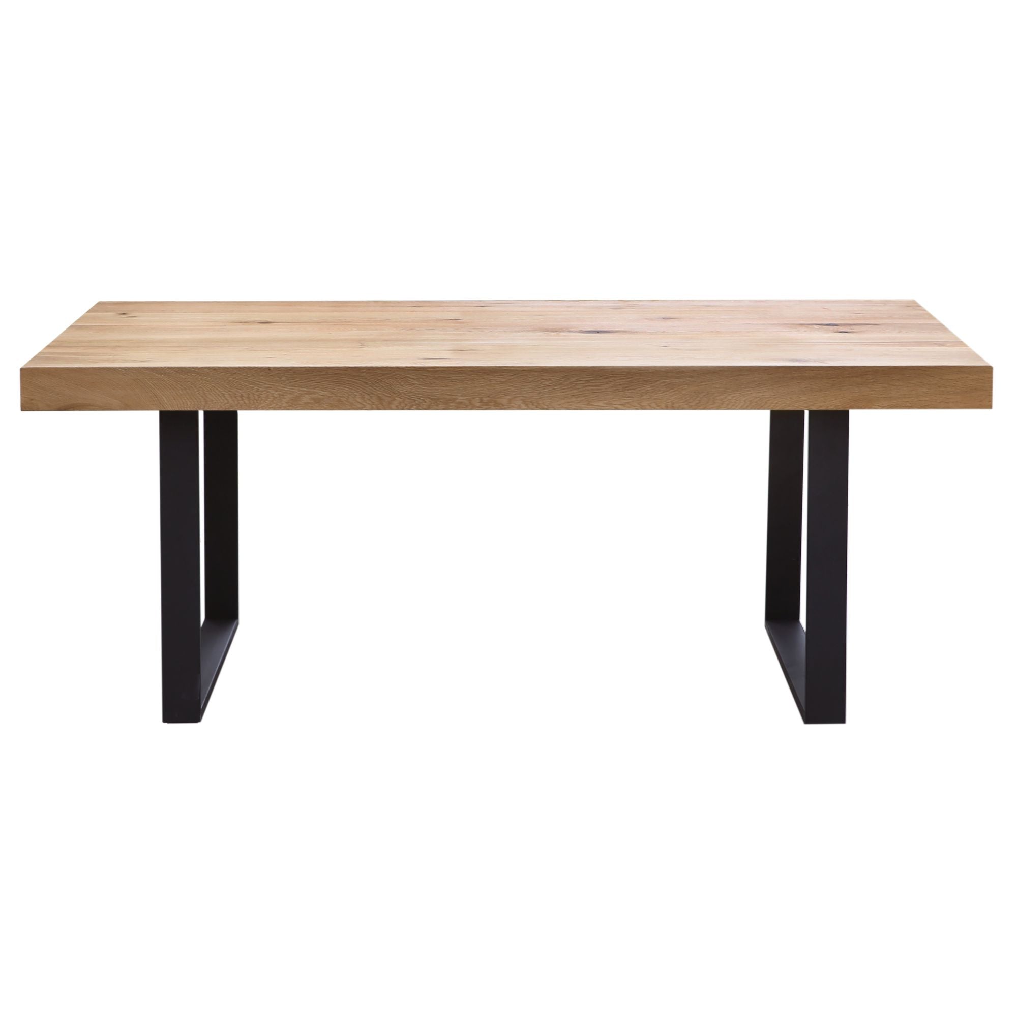 Ethan 3pc 190cm Dining Table 150cm Bench Veneer Solid Oak Top Metal Leg Natural - SILBERSHELL